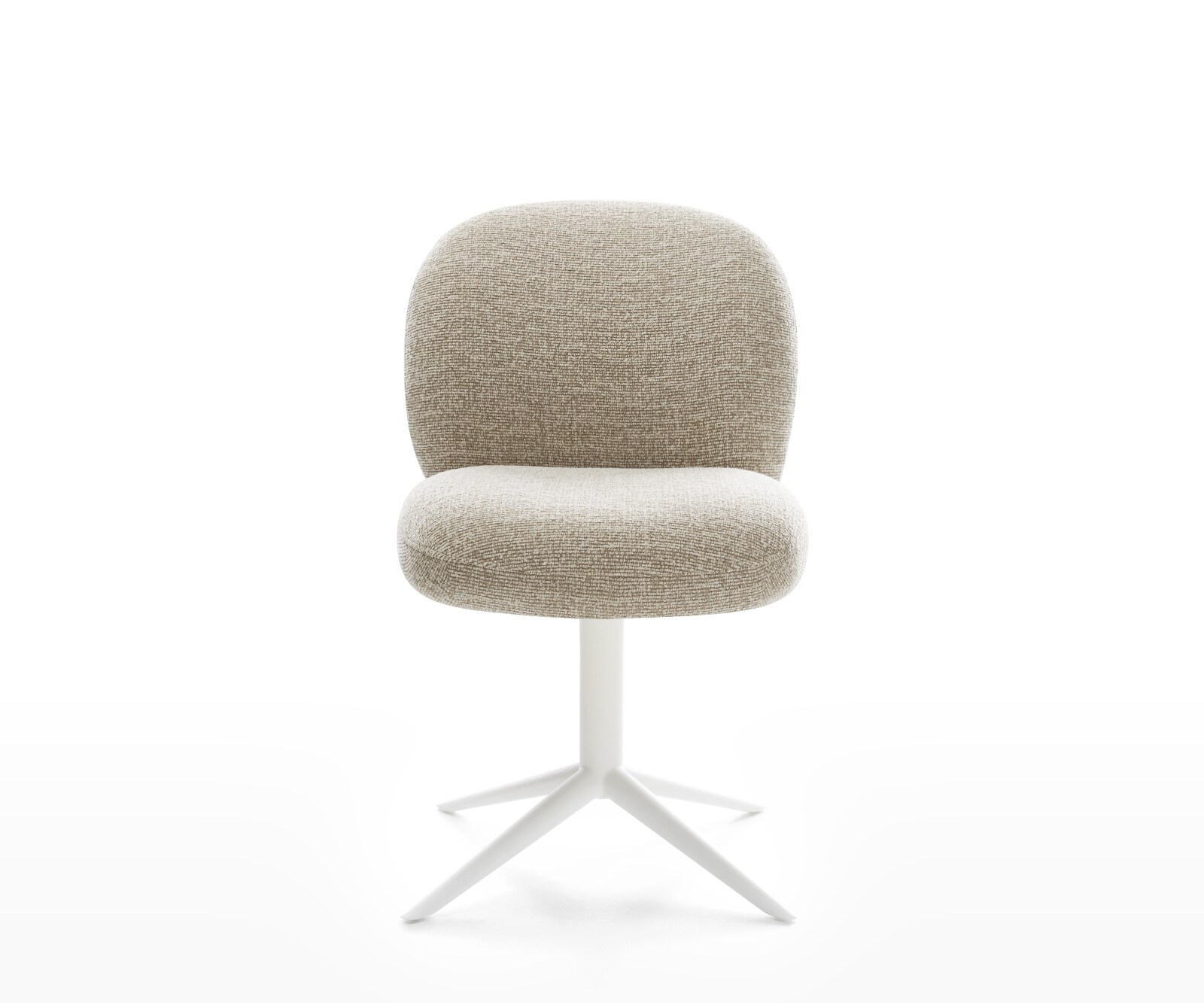 Draaistoel Nube-Flex geweven stof beige kruispoot wit 360° draaibaar rocker-functie pocketveer kern 2