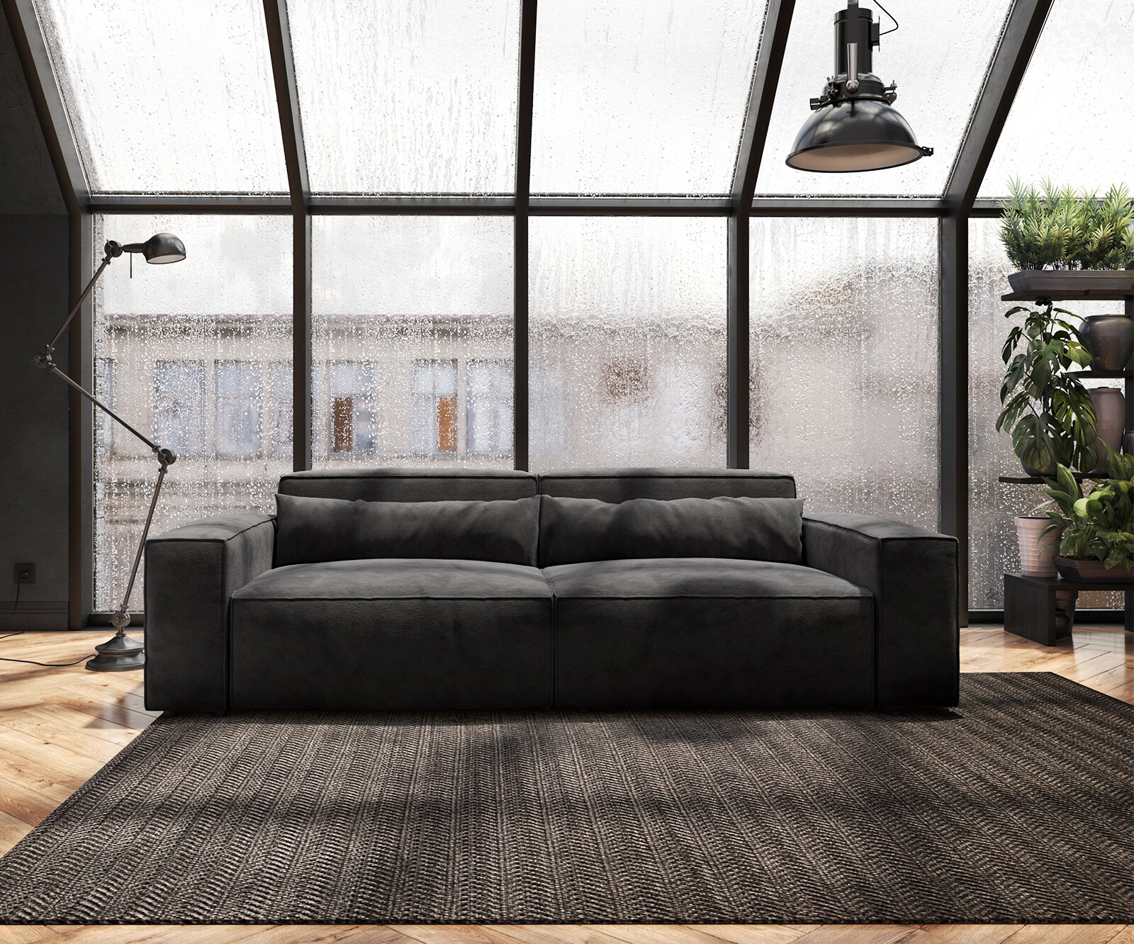 Grote bank Sirpio 230x95 cm microvezel zwart 1