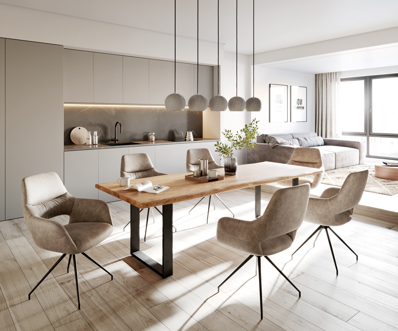 Eettafel Classic-Edge 260x100 acacia natuur frame hoekig metaal zwart 7