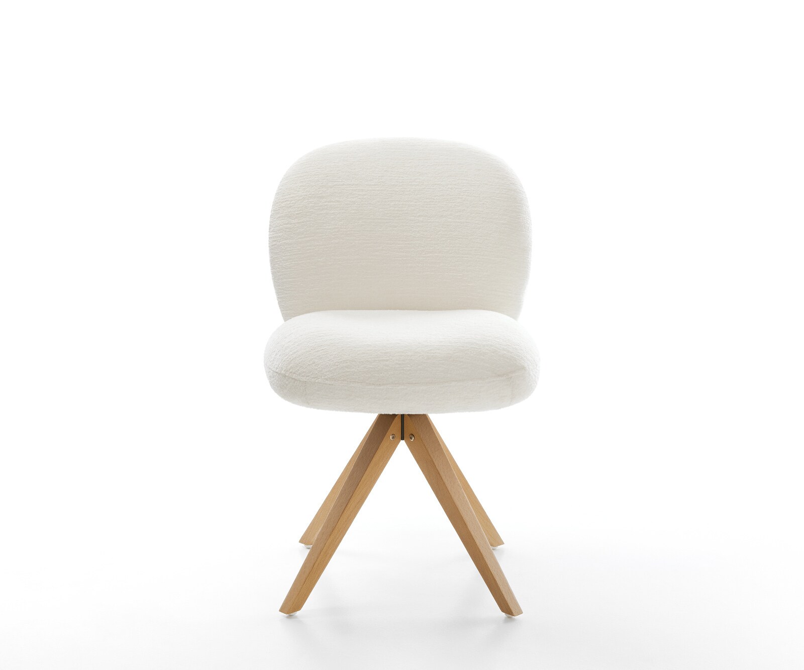 Draaistoel Nube-Flex bouclé zacht beige houten frame hoekig natuur 180° draaibaar pocketveer kern 2