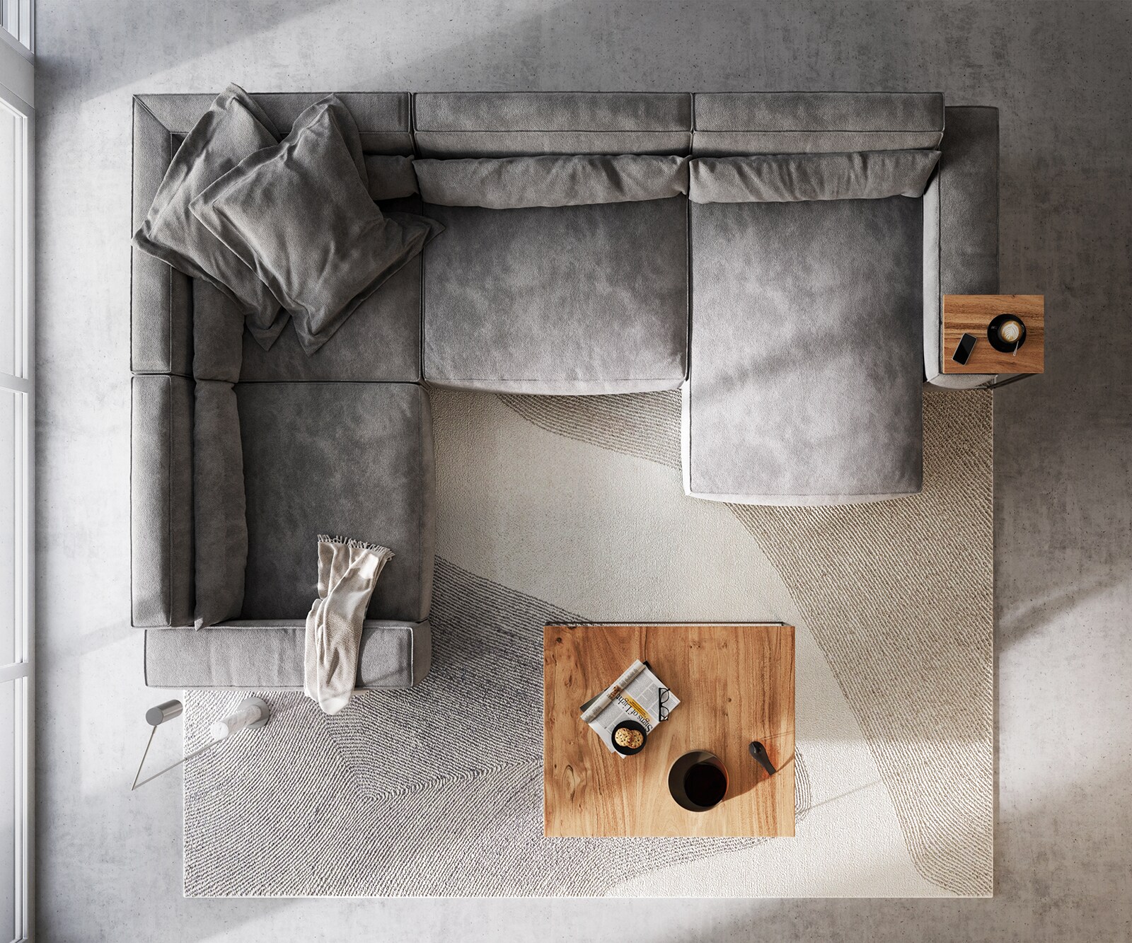 Woonkamerlandschap Sirpio XL 360x260 cm microvezel taupe recamiere variabele 6