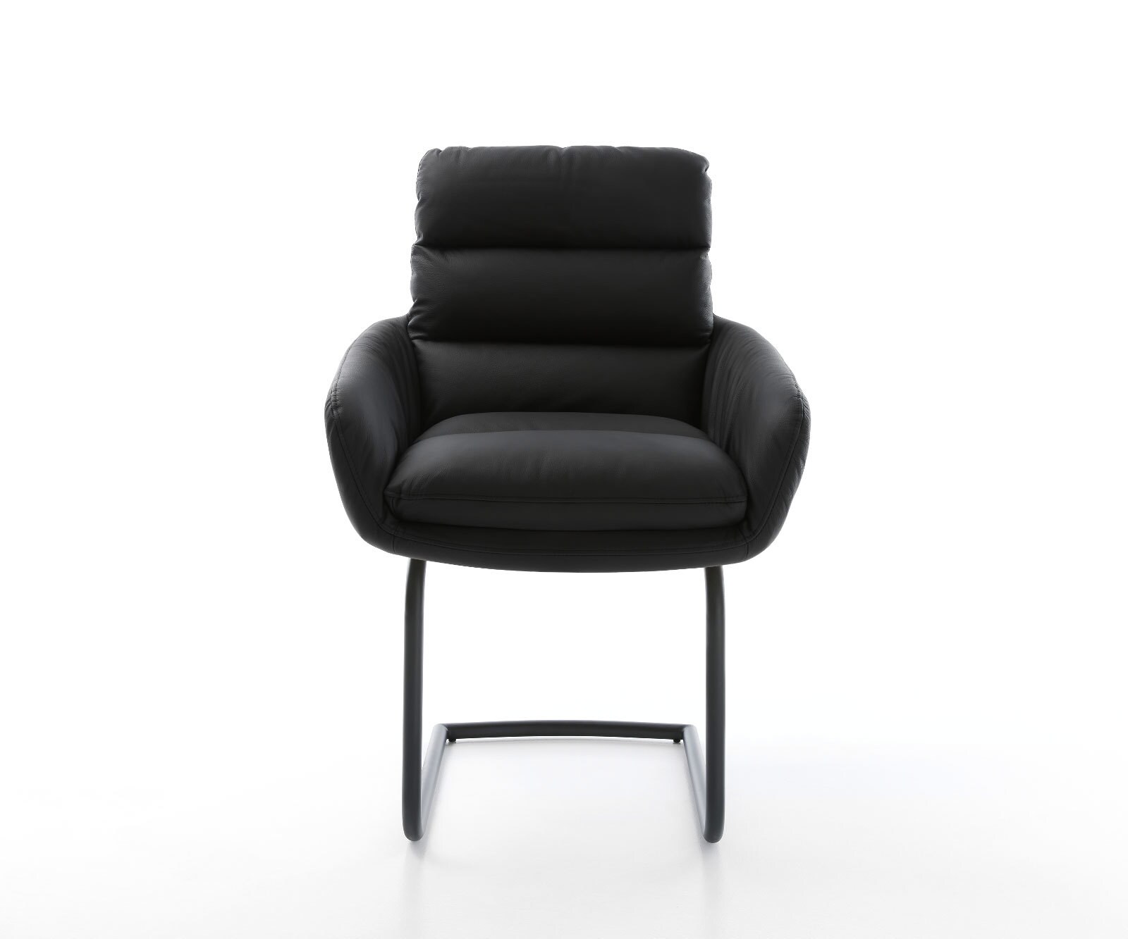 Sledemodel Abelia-Flex met armleuning echt leer zwart sledemodel rond zwart 2