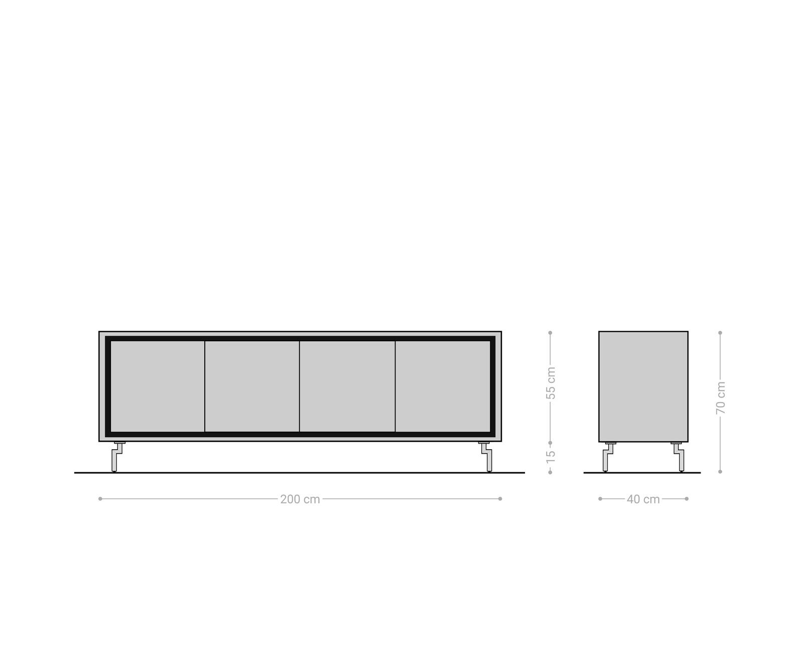 Dressoir Stonegrace 200 cm eiken natuur 4 deuren poot ovaal RVS geborsteld 5
