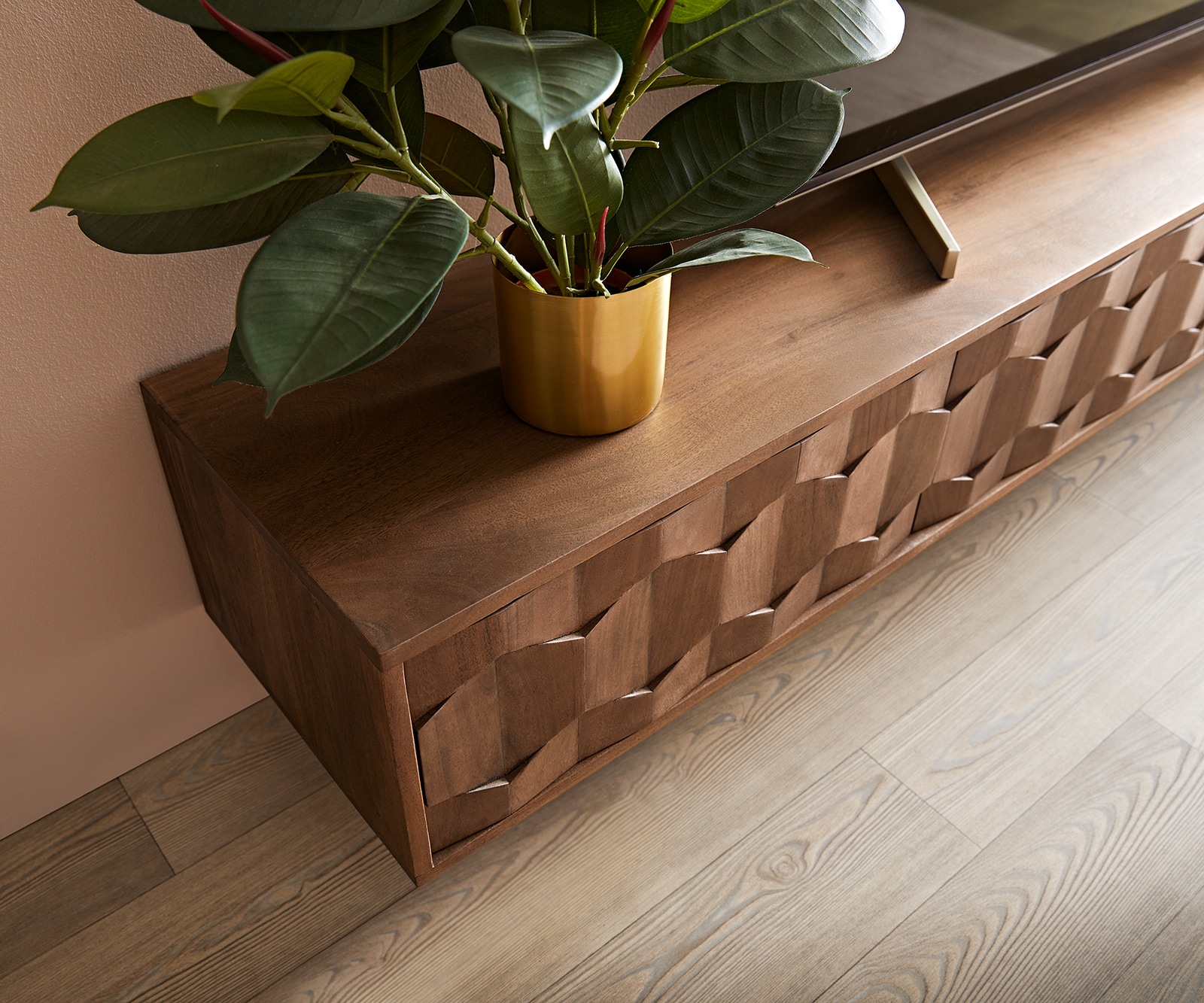 Tv-meubel Fevo 220 cm acacia natuur 4 deuren zwevend 3 Tv-meubel Fevo 220 cm acacia natuur 4 deuren zwevend 3