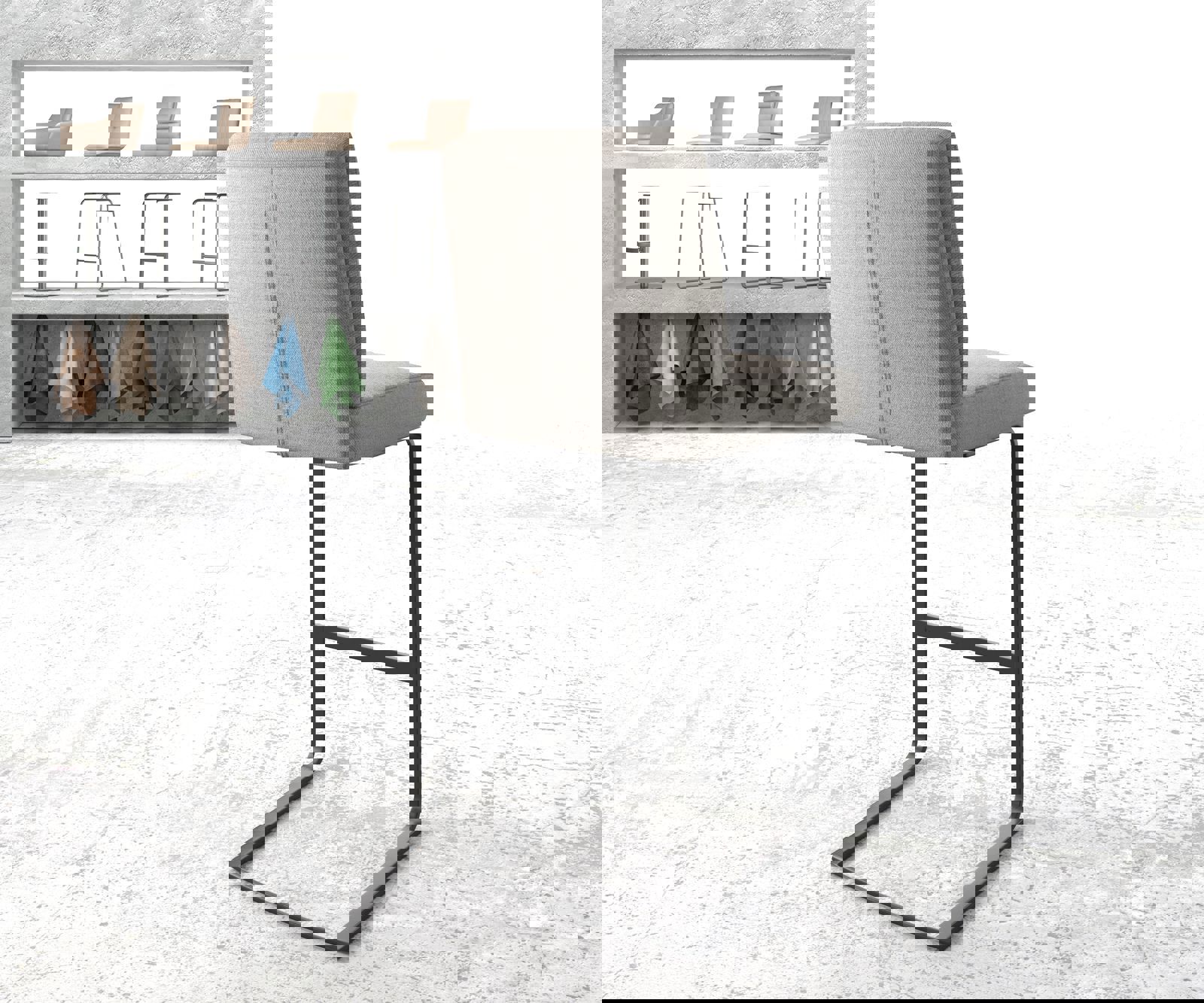 Barstoel Pela-Flex stripes lichtgrijs sledestoel vlak metaal 2 Barstoel Pela-Flex stripes lichtgrijs sledestoel vlak metaal 2