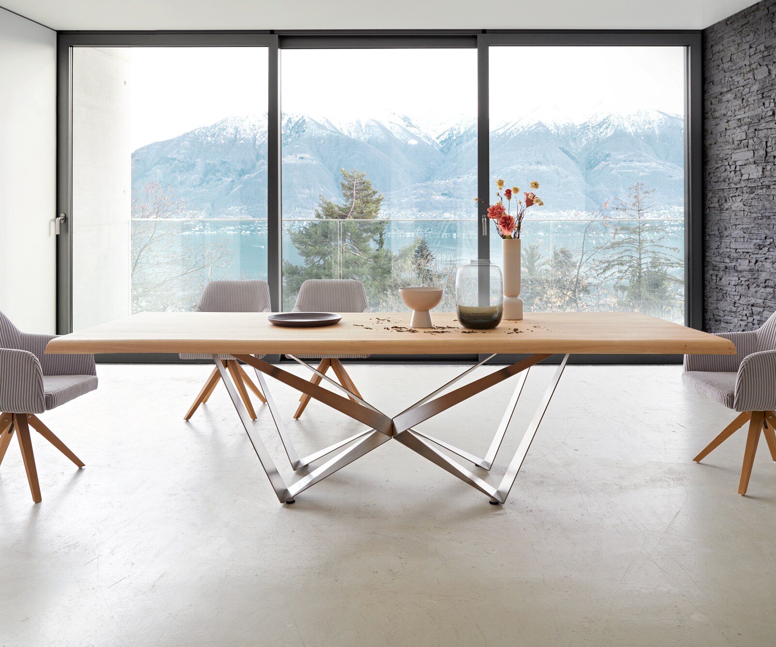 Eettafel Edge 260x100 eiken natuur Spider staal  roestvrij staal  Live-Edge 2