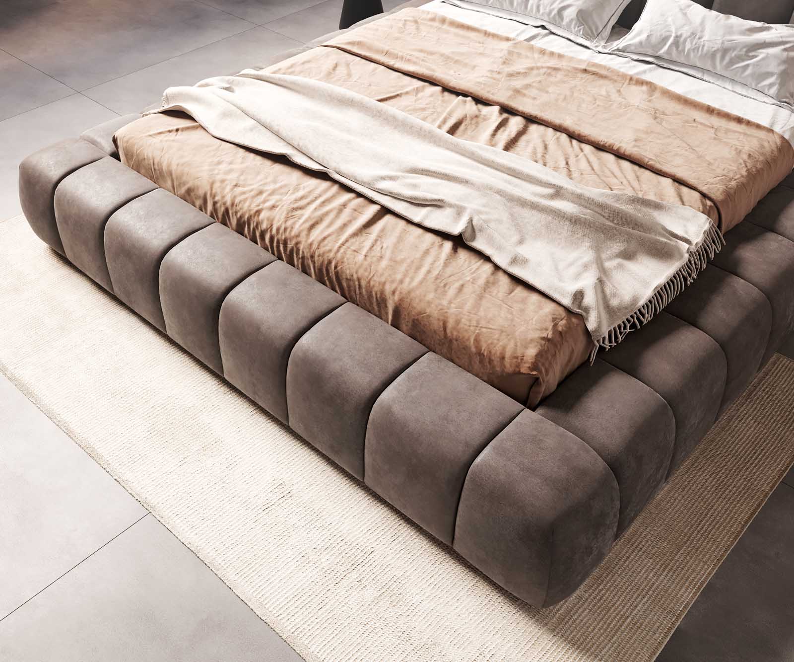Bedframe Cutio 180x200 cm microvezel taupe vintage 5