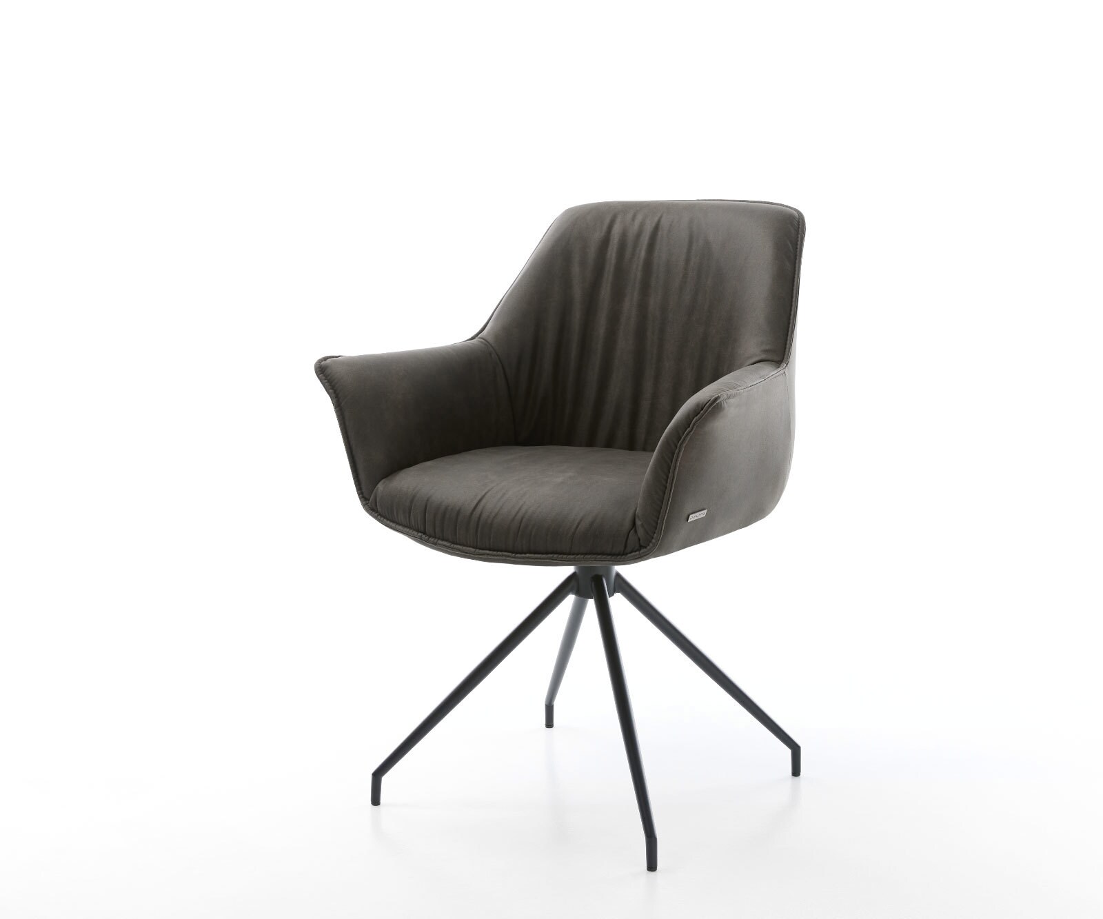 Eetkamerstoel Keila-Flex met armleuning microvelours antraciet vintage kruisframe conisch zwart