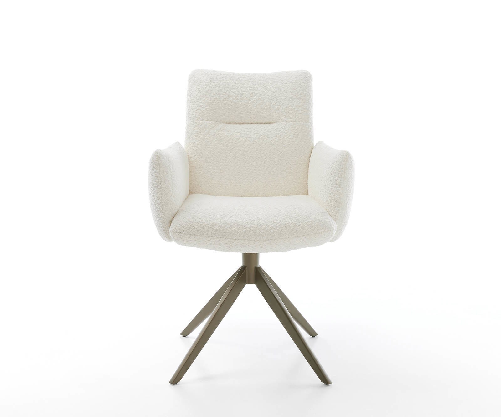 Draaistoel Jova-Flex met armleuning bouclé wit kruisframe breed afwerking met titanium 360° draaibaar pocketveer kern 1 Draaistoel Jova-Flex met armleuning bouclé wit kruisframe breed afwerking met titanium 360° draaibaar pocketveer kern 1