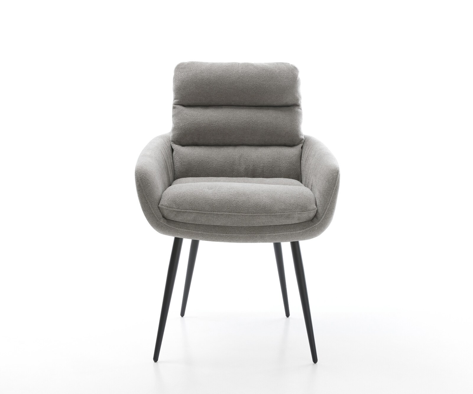 Eetkamerstoel Abelia-Flex met armleuning zachte stof met structuur grijs 4-poot conisch zwart 2