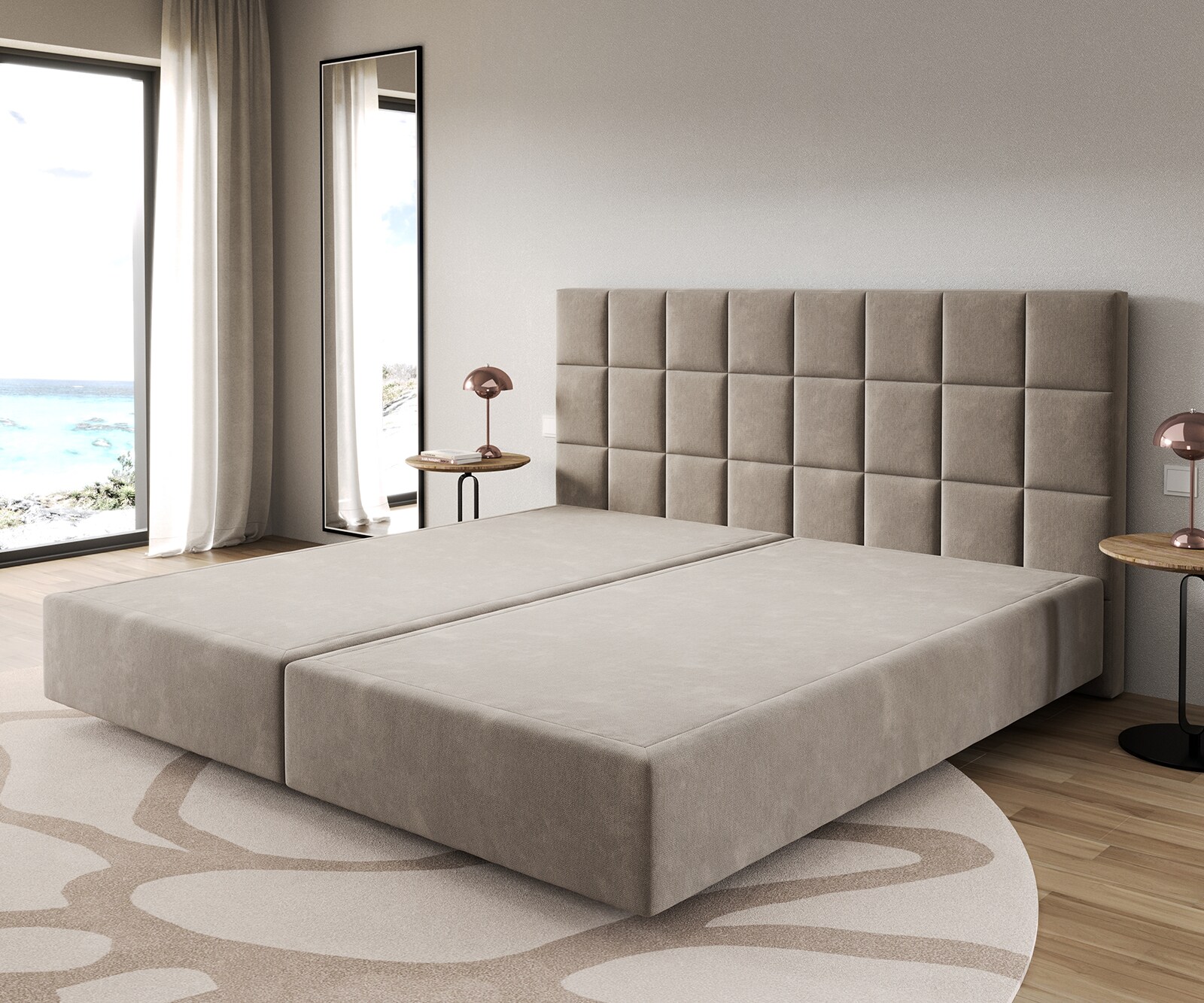 Boxspringframe Dream-Fijn microvezel beige 200x200 cm