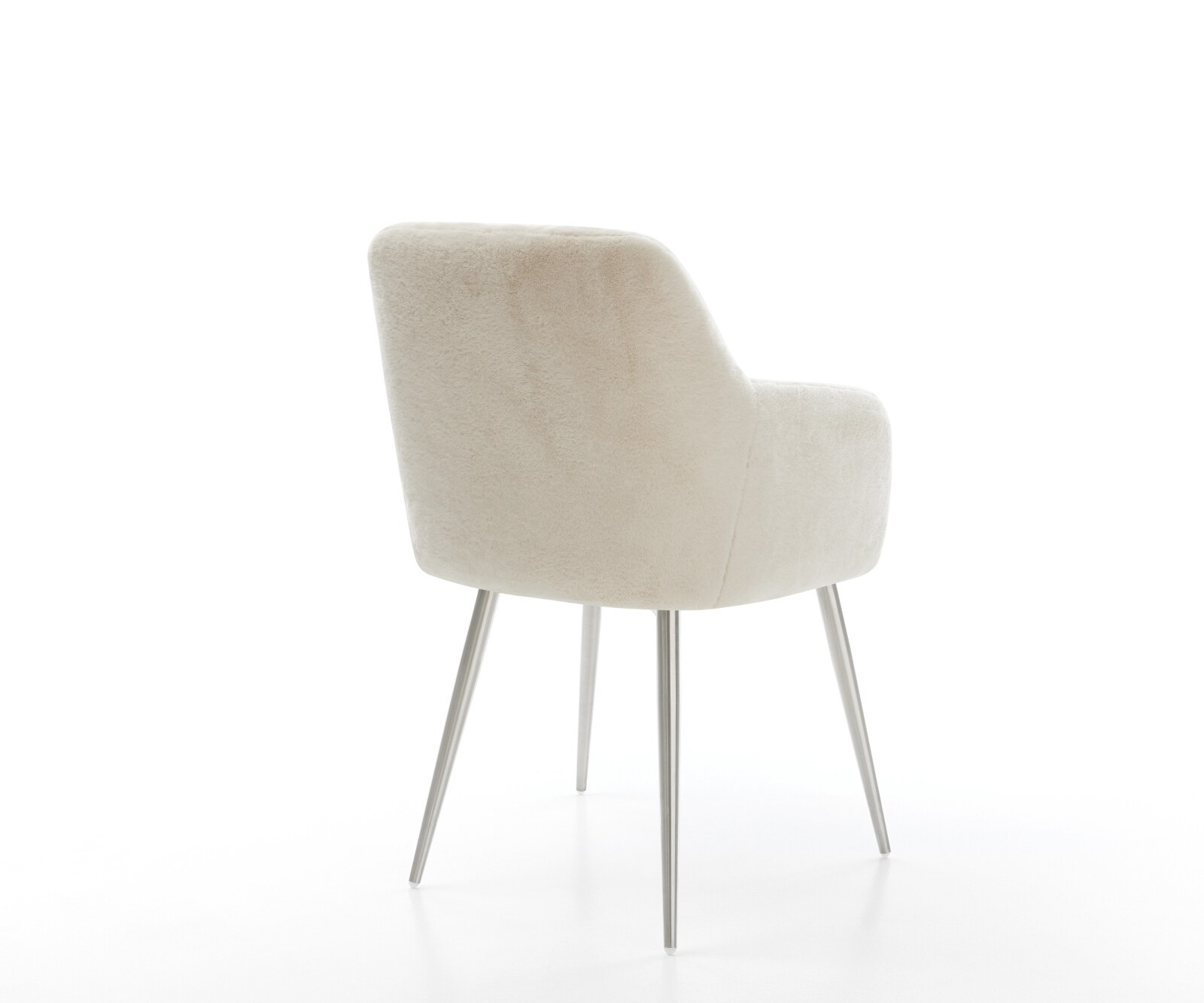 Eetkamerstoel Greg-Flex pluchen crème-wit 4-poot conisch roestvrij staal pocketveer kern 5