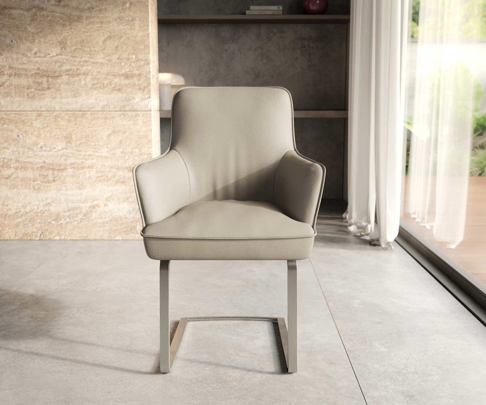 Sledemodel Heira-Flex met armleuning echt leer mud sledemodel vlak roestvrij staal pocketveer kern 1 Sledemodel Heira-Flex met armleuning echt leer mud sledemodel vlak roestvrij staal pocketveer kern 1