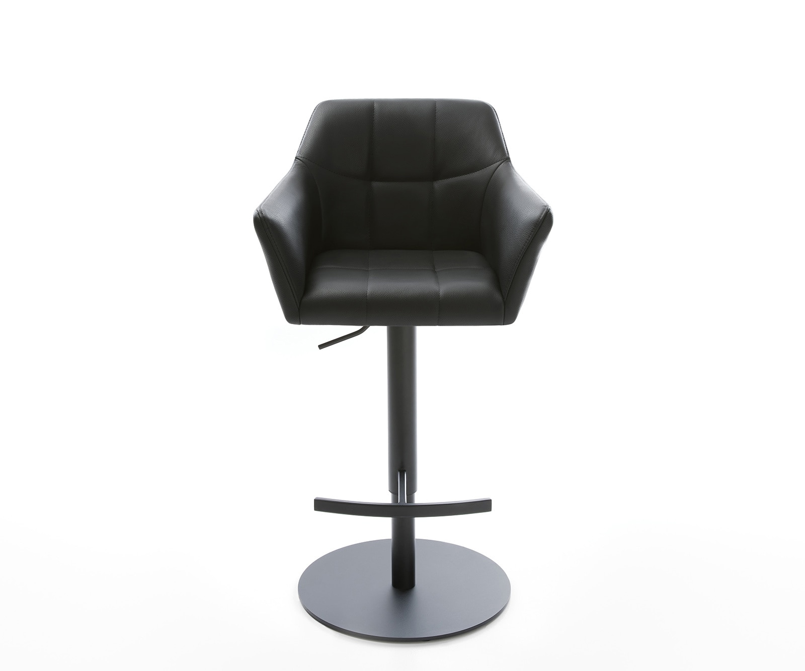 Barstoel Yulo-Flex echt leer zwart draaivoet hoogte verstelbaar metaal 1 Barstoel Yulo-Flex echt leer zwart draaivoet hoogte verstelbaar metaal 1