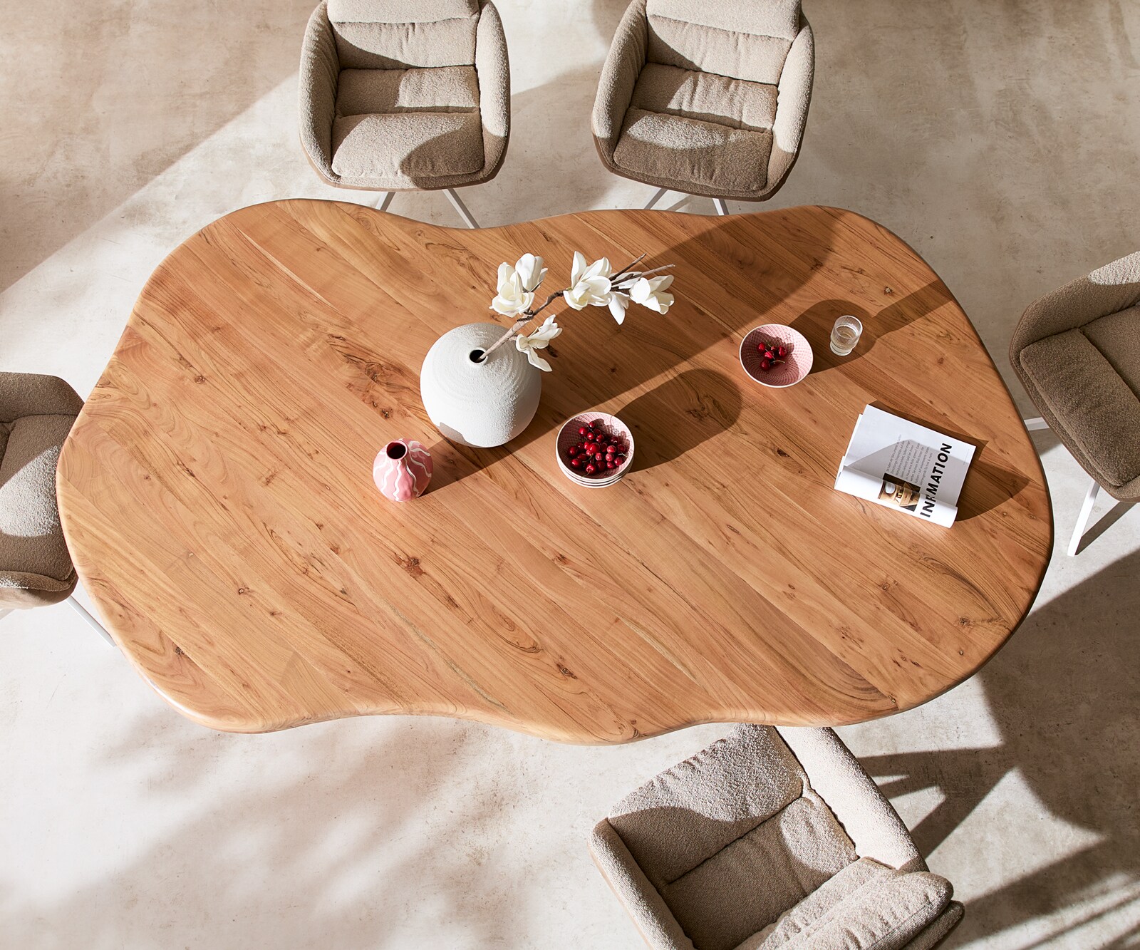 Eettafel Herkon 240x140 acacia naturel houten onderstel 3