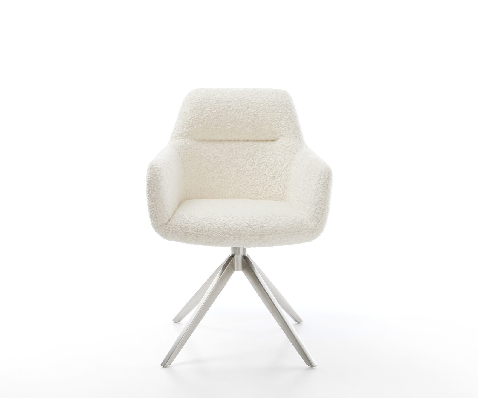 Draaistoel Pejo-Flex bouclé wit kruisframe breed roestvrij staal 360° draaibaar rocker-functie pocketveer kern 1