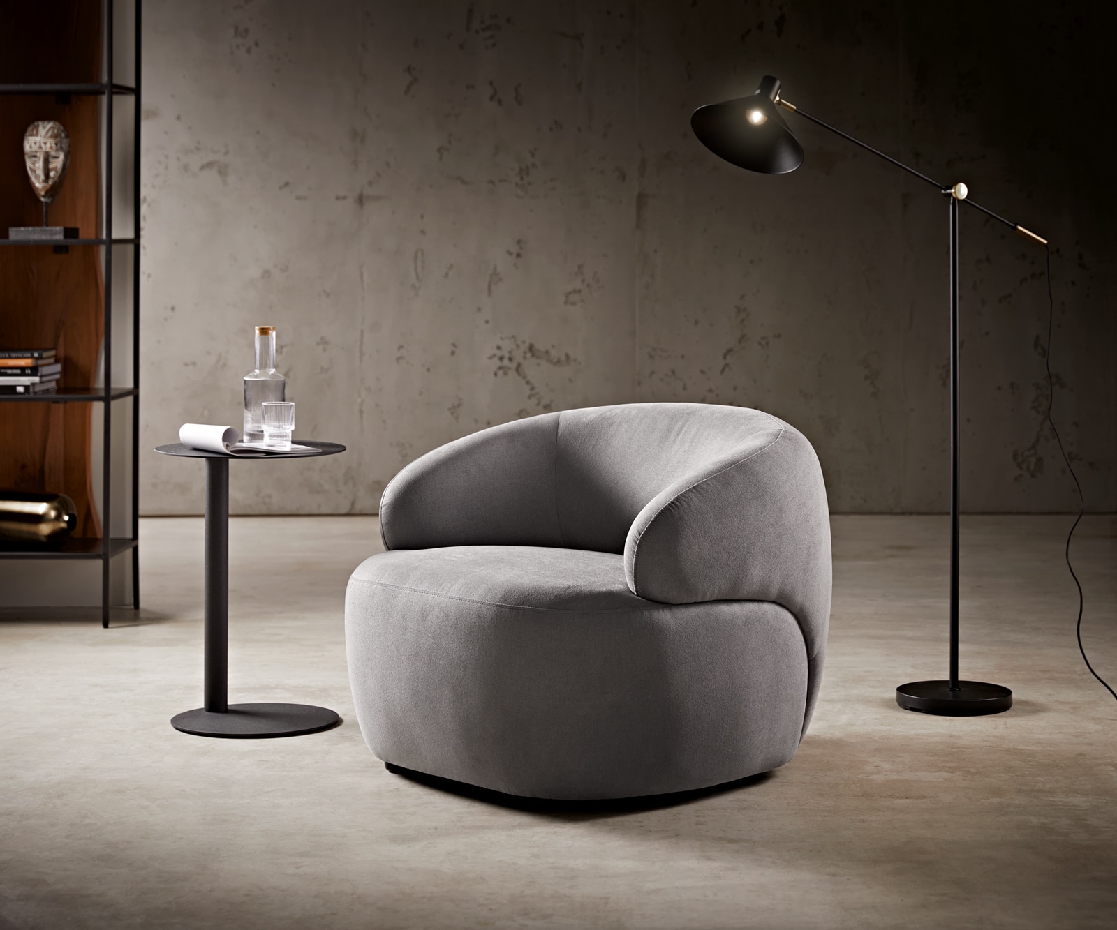 Loungestoel Nova 88x88 cm microvezel grijs