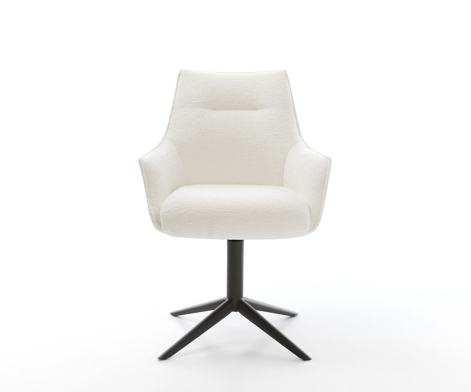 Draaistoel Alja-Flex met armleuning bouclé zacht beige kruispoot zwart 360° draaibaar rocker-functie pocketveer kern 1