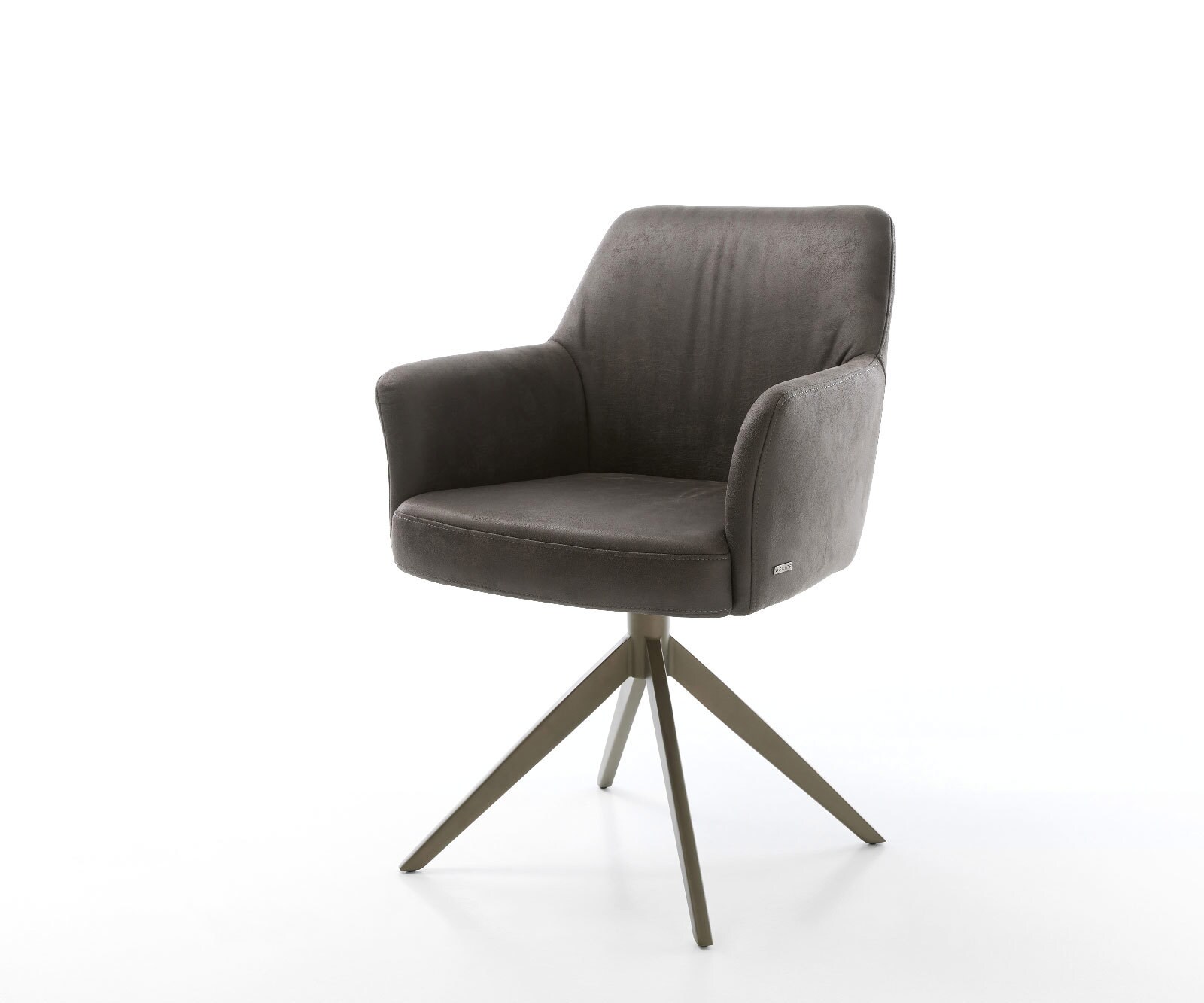 Draaistoel Xana-Flex met armleuning microvelours antraciet vintage kruisframe breed afwerking met titanium 360° draaibaar rocker-functie pocketveer kern