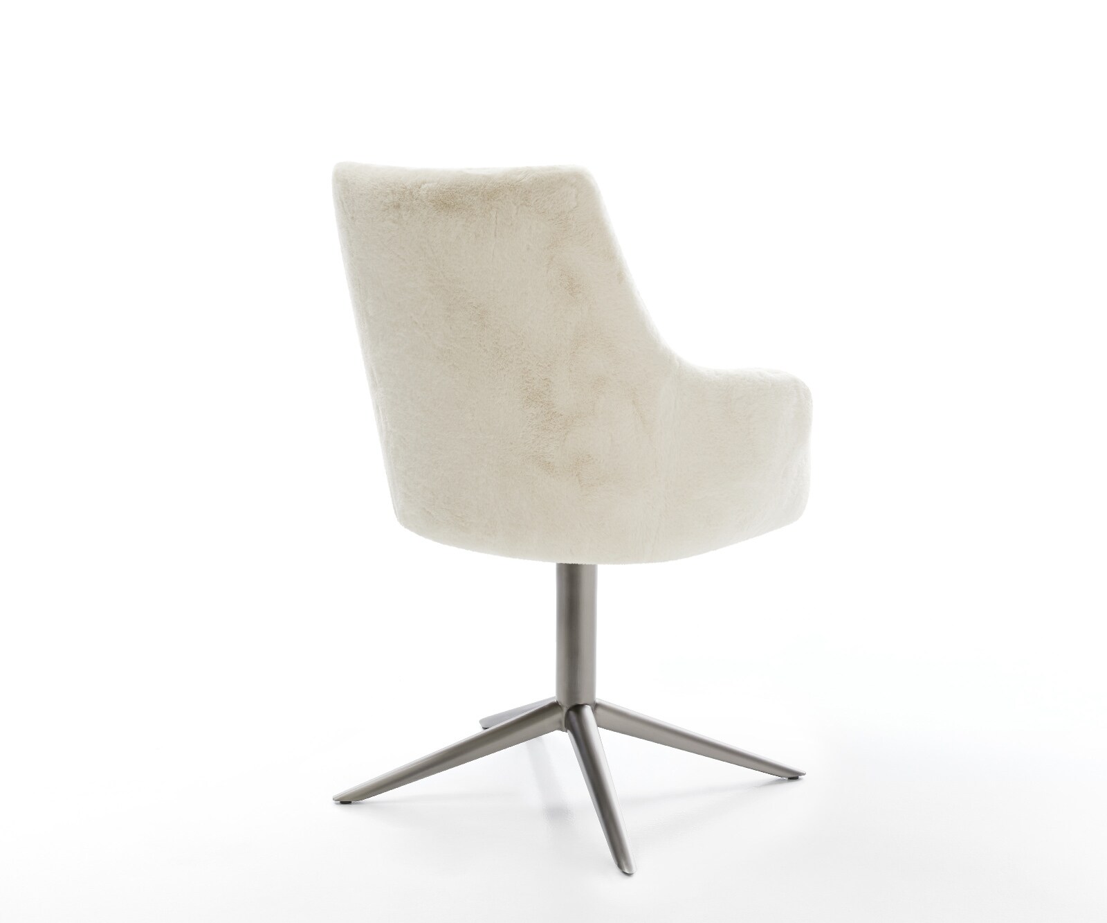 Draaistoel Alja-Flex met armleuning pluchen crème-wit kruispoot grafiet 360° draaibaar rocker-functie pocketveer kern 4