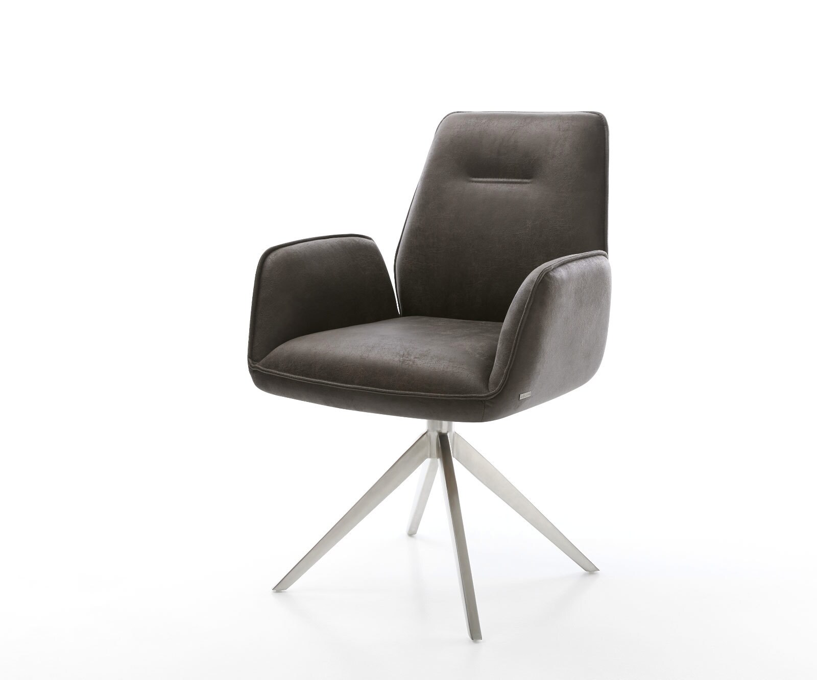 Draaistoel Zoa-Flex microvelours antraciet vintage kruisframe breed roestvrij staal 360° draaibaar rocker-functie pocketveer kern 1