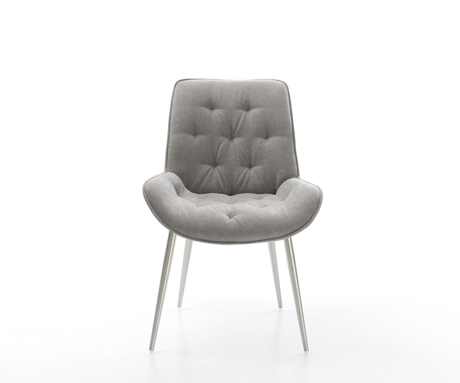 Eetkamerstoel Taimi-Flex zachte stof met structuur grijs 4-poot conisch roestvrij staal 2