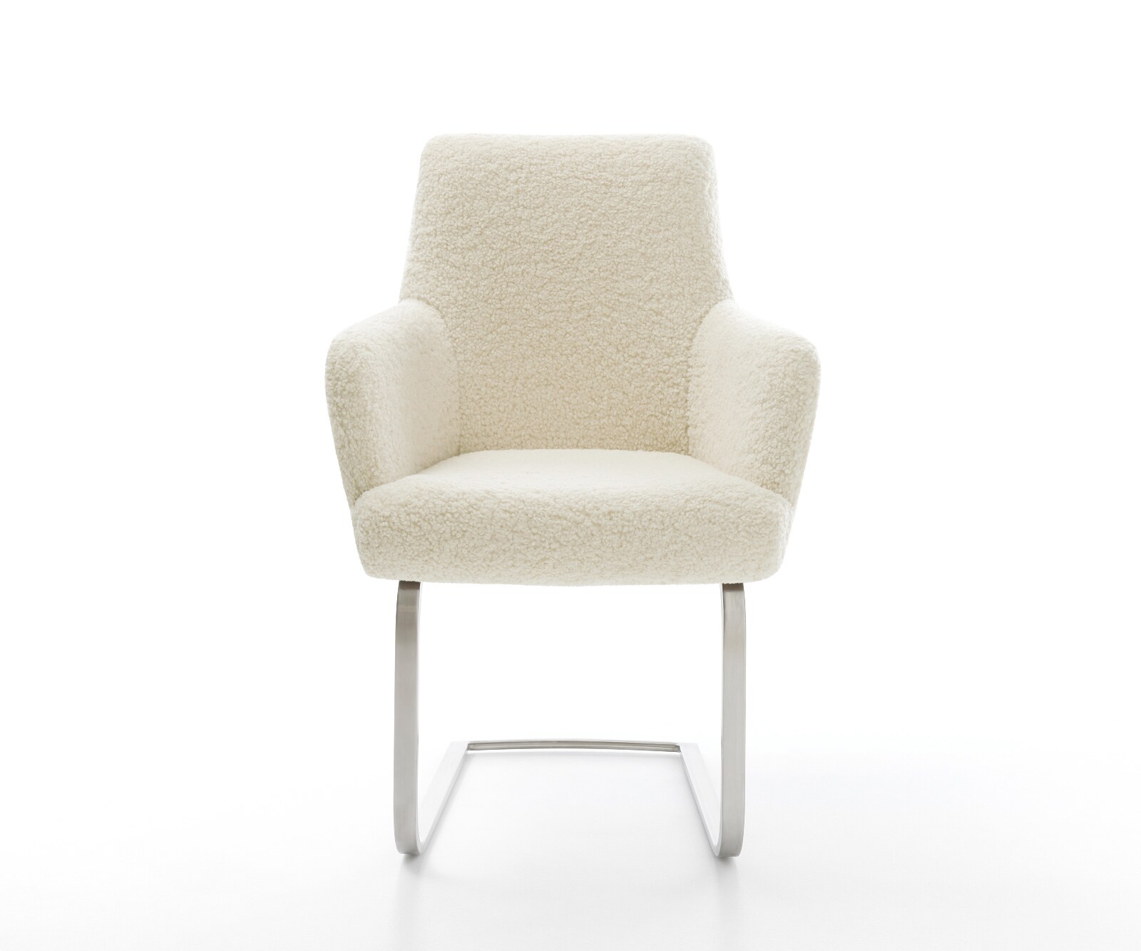 Sledemodel Heira-Flex met armleuning teddy beige sledemodel vlak roestvrij staal pocketveer kern 2