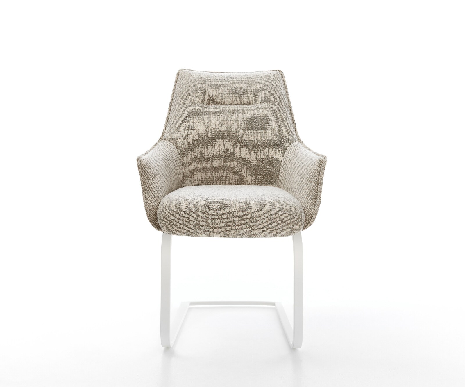 Sledemodel Alja-Flex met armleuning geweven stof beige sledemodel vlak wit pocketveer kern 2