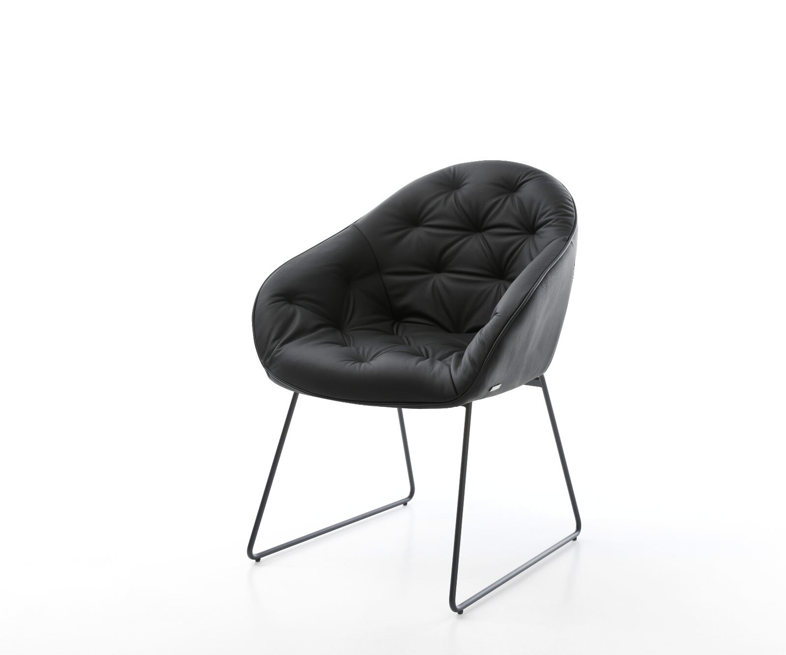 Eetkamerstoel Gaio-Flex echt leer zwart slipframe zwart