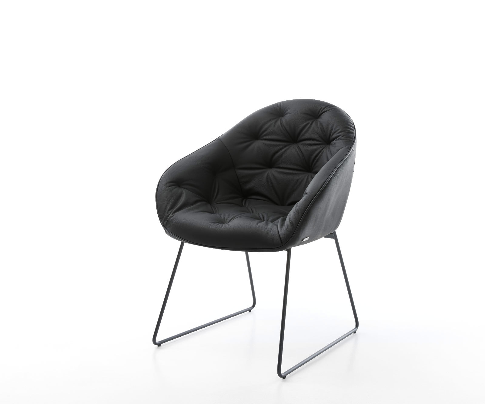 Eetkamerstoel Gaio-Flex echt leer zwart slipframe zwart Eetkamerstoel Gaio-Flex echt leer zwart slipframe zwart