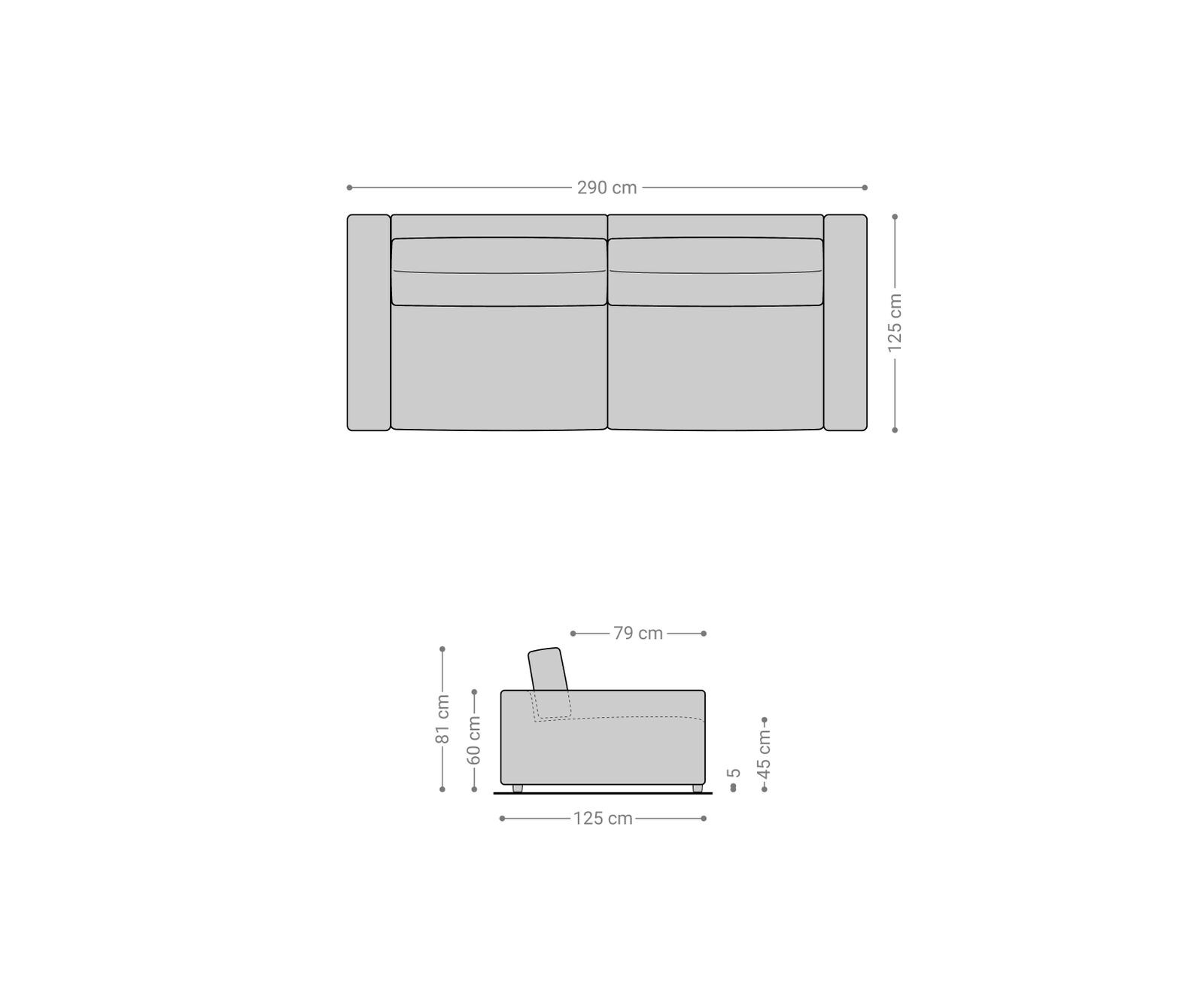 XL-bank Cubico 290x120 cm Cord Beige 6