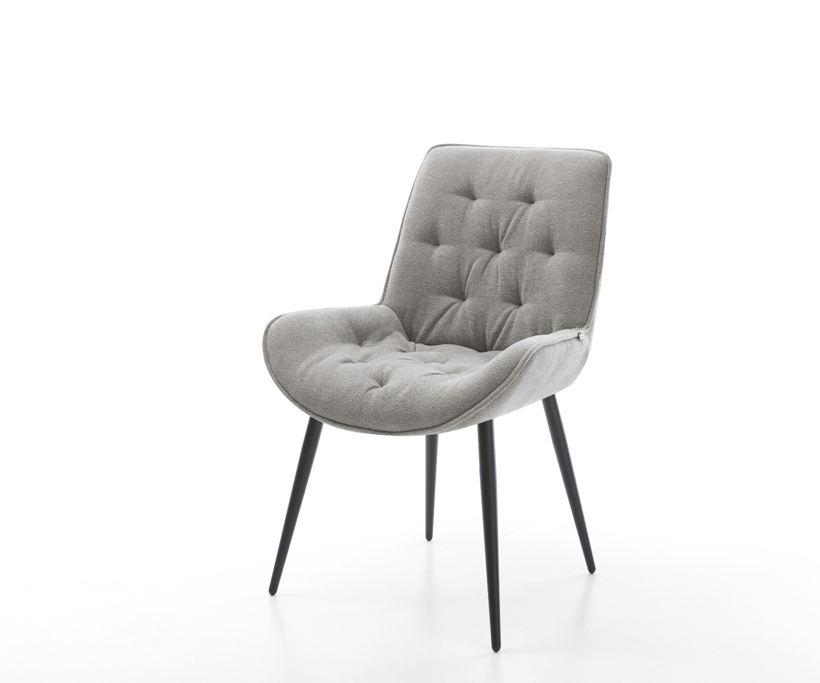 Eetkamerstoel Taimi-Flex zachte stof met structuur grijs 4-poot conisch zwart 1