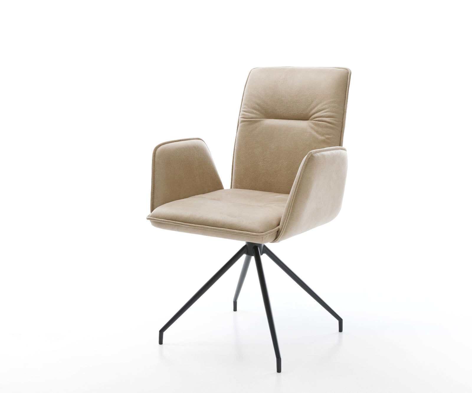 Eetkamerstoel Vinja-Flex microvelours beige vintage kruisframe conisch zwart