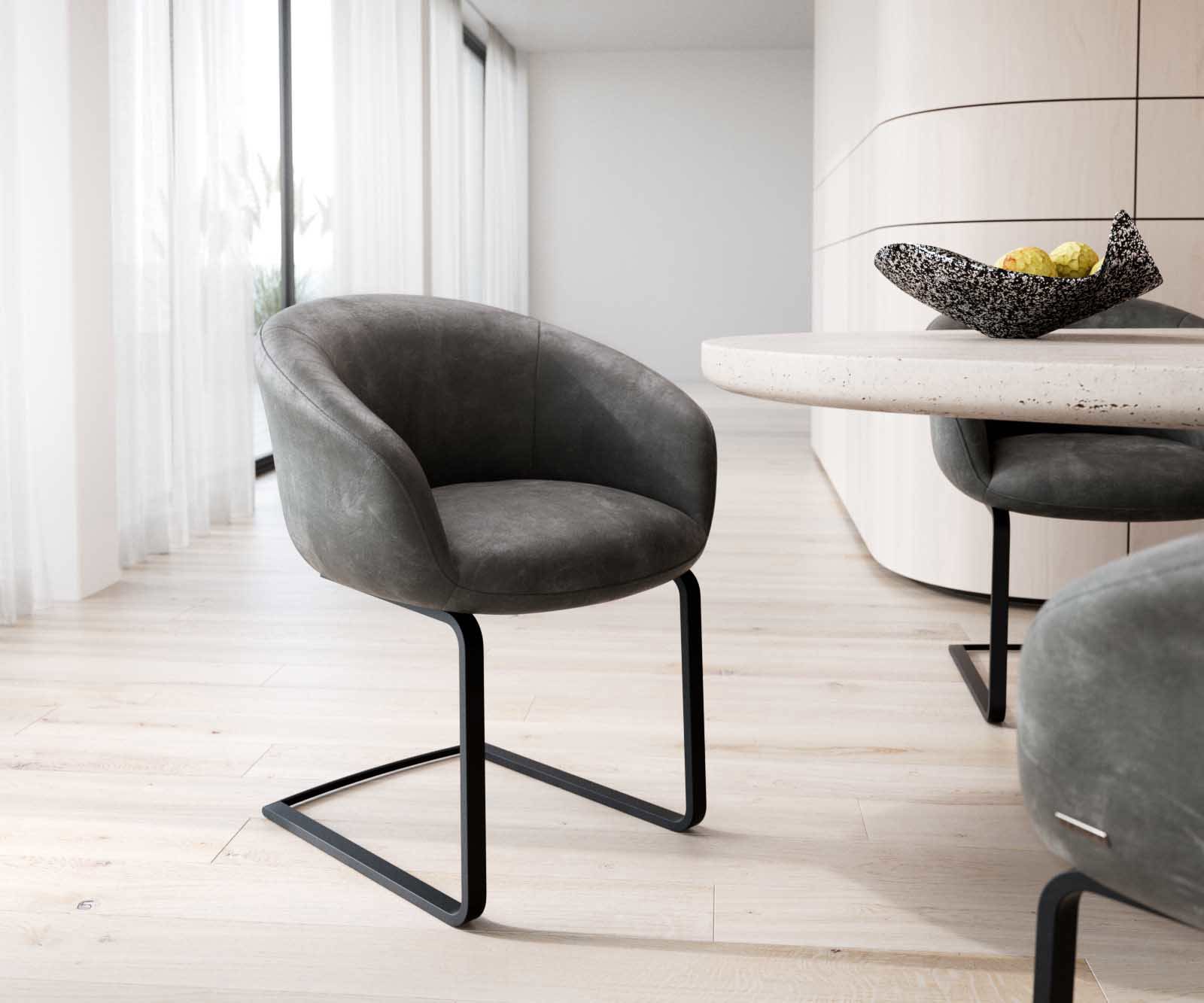 Sledemodel Vinka-Flex met armleuning microvelours antraciet vintage sledemodel vlak zwart pocketveer kern Sledemodel Vinka-Flex met armleuning microvelours antraciet vintage sledemodel vlak zwart pocketveer kern