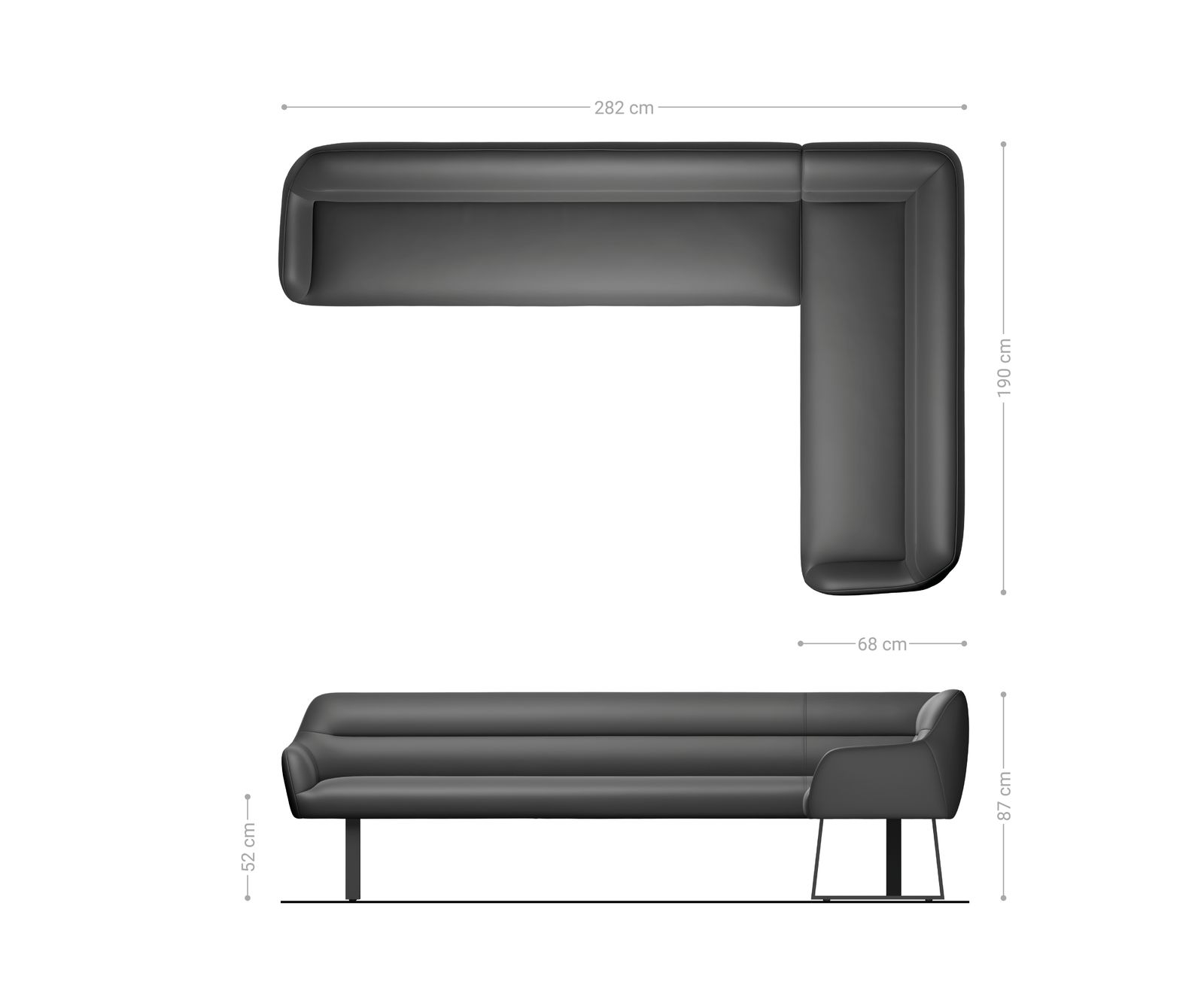 Eetkamerbank Taya-Flex 285x190 cm microvelours anthraciet vintage gekant sledeframe roestvrij staal pocketvering links 8