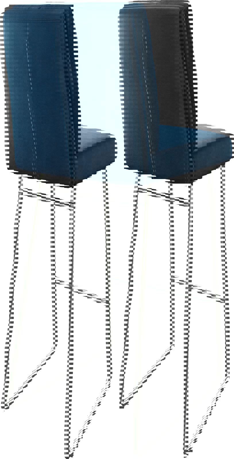 Barstoel Pela-Flex fluweel blauw slipframe roestvrij staal 4