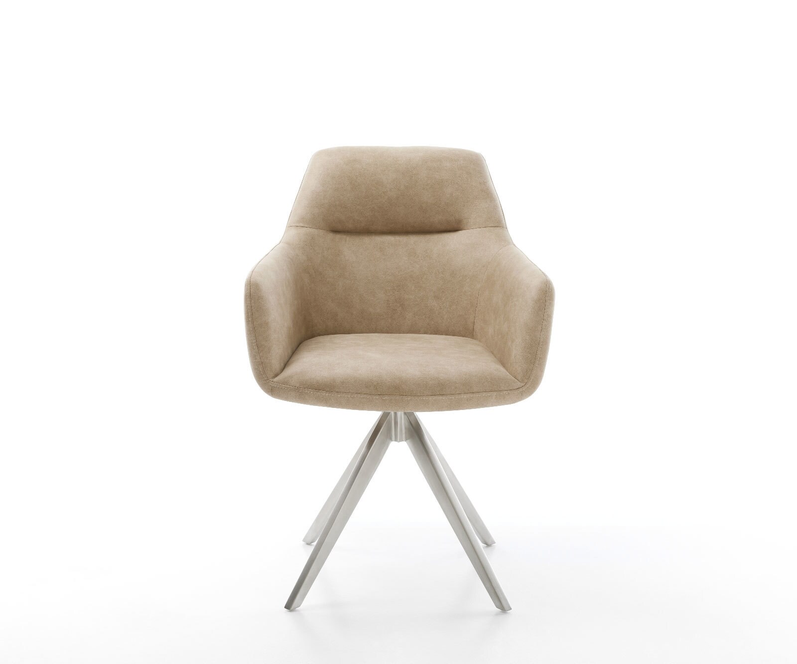Eetkamerstoel Pejo-Flex microvelours beige vintage kruisframe hoekig roestvrij staal pocketveer kern 1