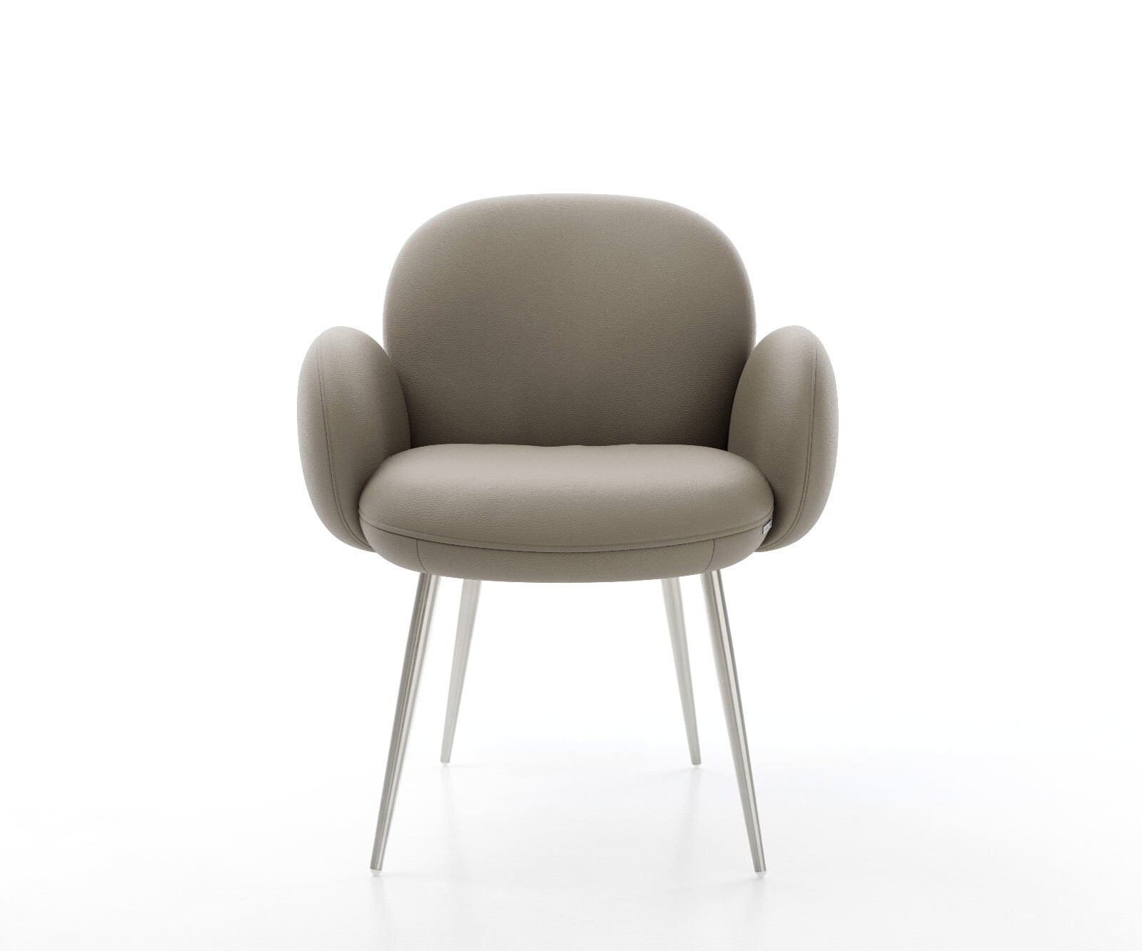 Eetkamerstoel Nube-Flex met armleuning echt leer mud 4-poot conisch roestvrij staal pocketveer kern 2