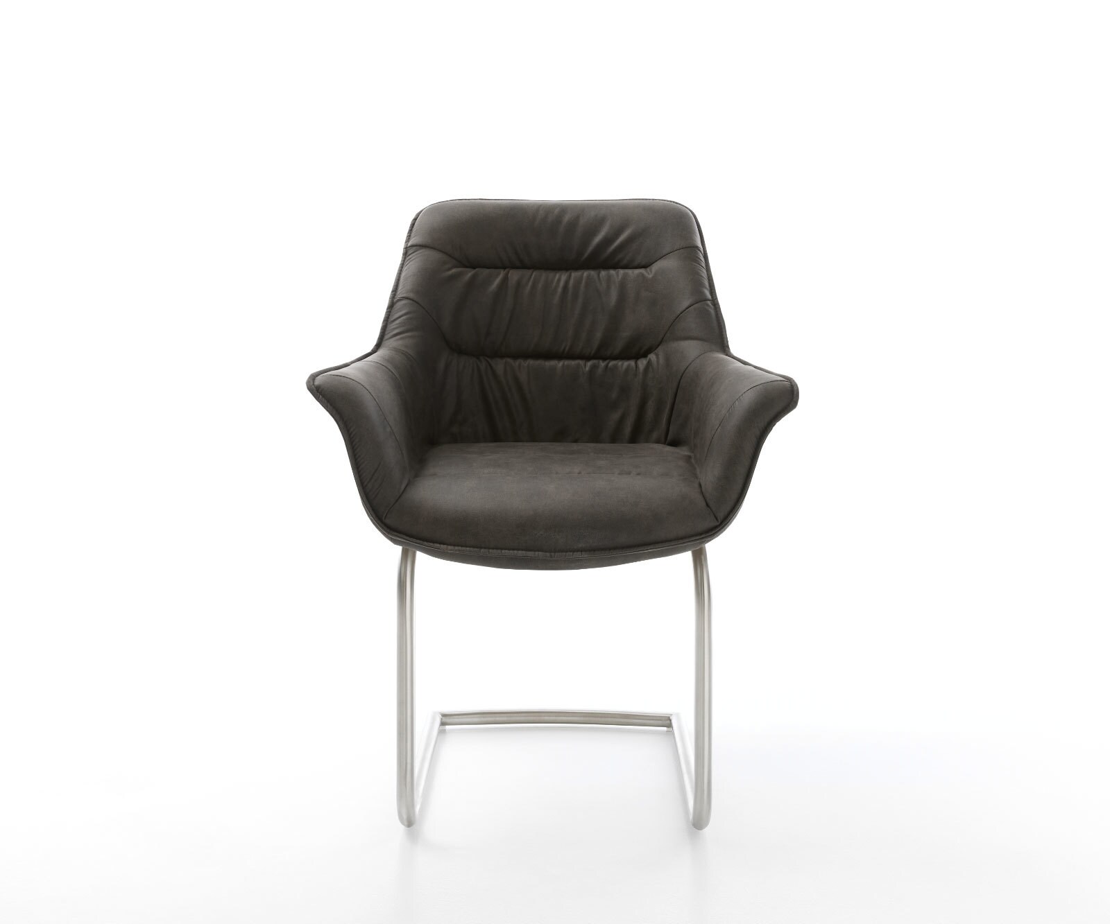 Sledemodel Kaira-Flex microvelours antraciet vintage sledemodel rond roestvrij staal 1