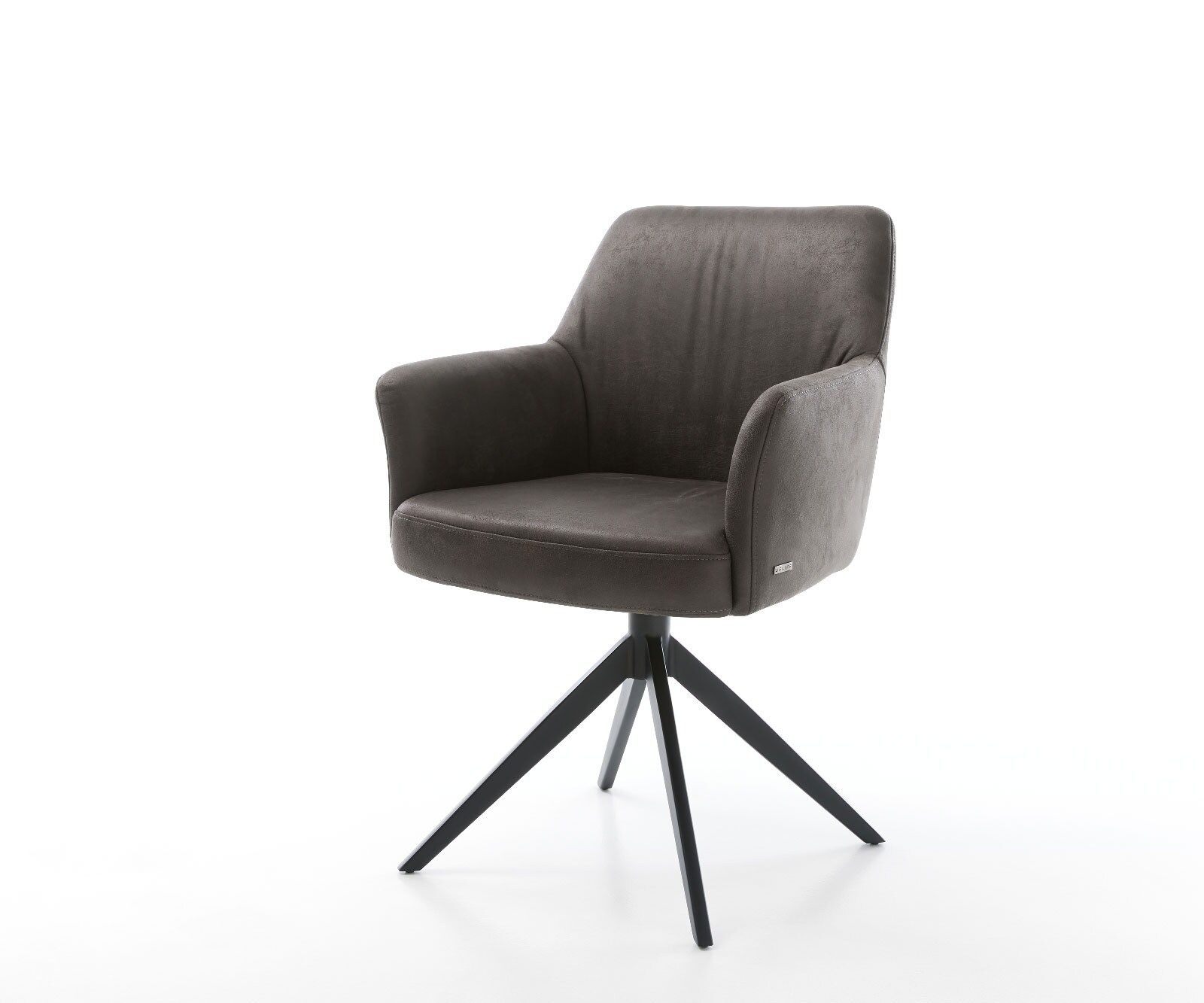Draaistoel Xana-Flex met armleuning microvelours antraciet vintage kruisframe breed zwart 360° draaibaar rocker-functie pocketveer kern