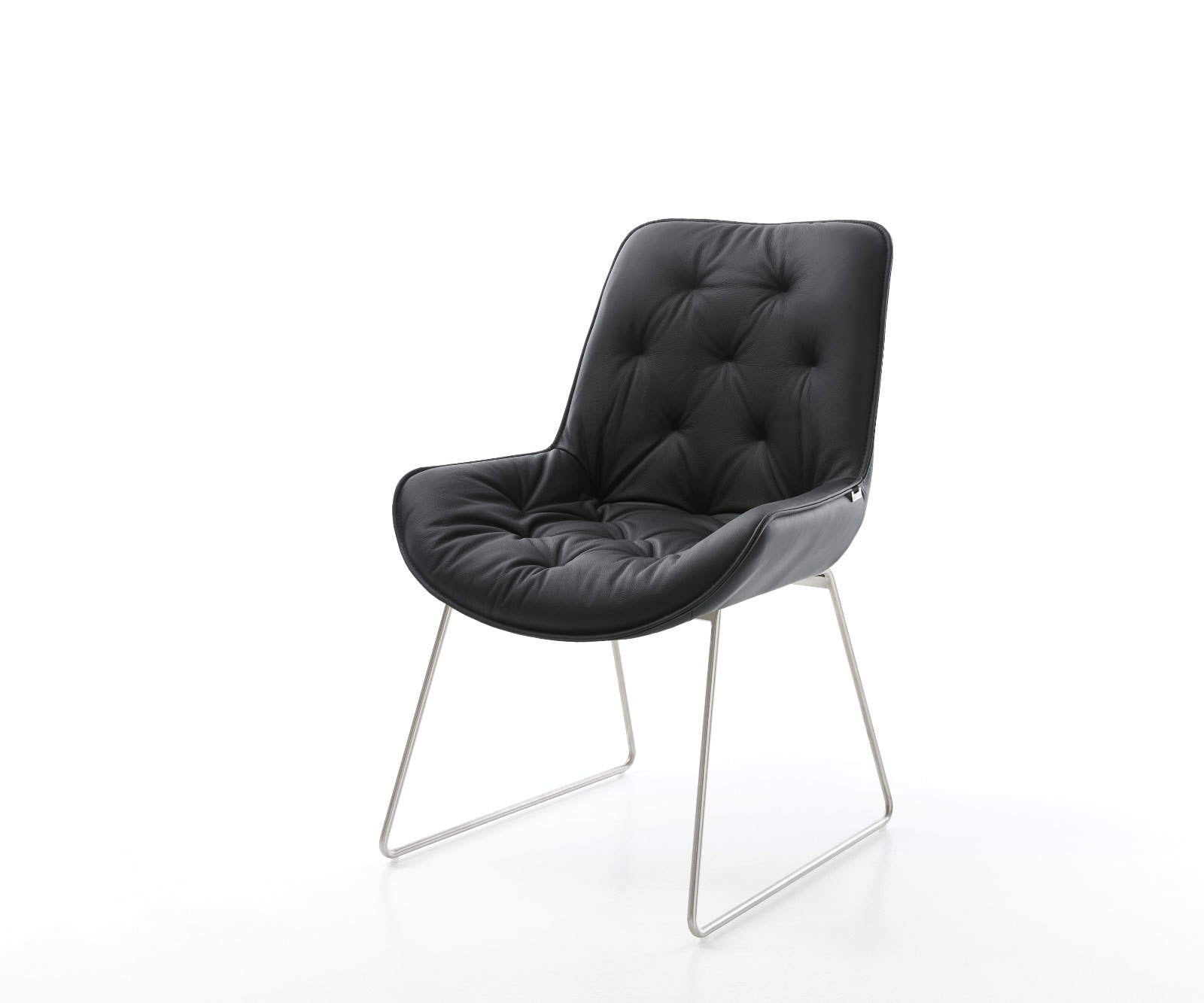 Eetkamerstoel Taimi-Flex echt leer zwart slipframe roestvrij staal Eetkamerstoel Taimi-Flex echt leer zwart slipframe roestvrij staal