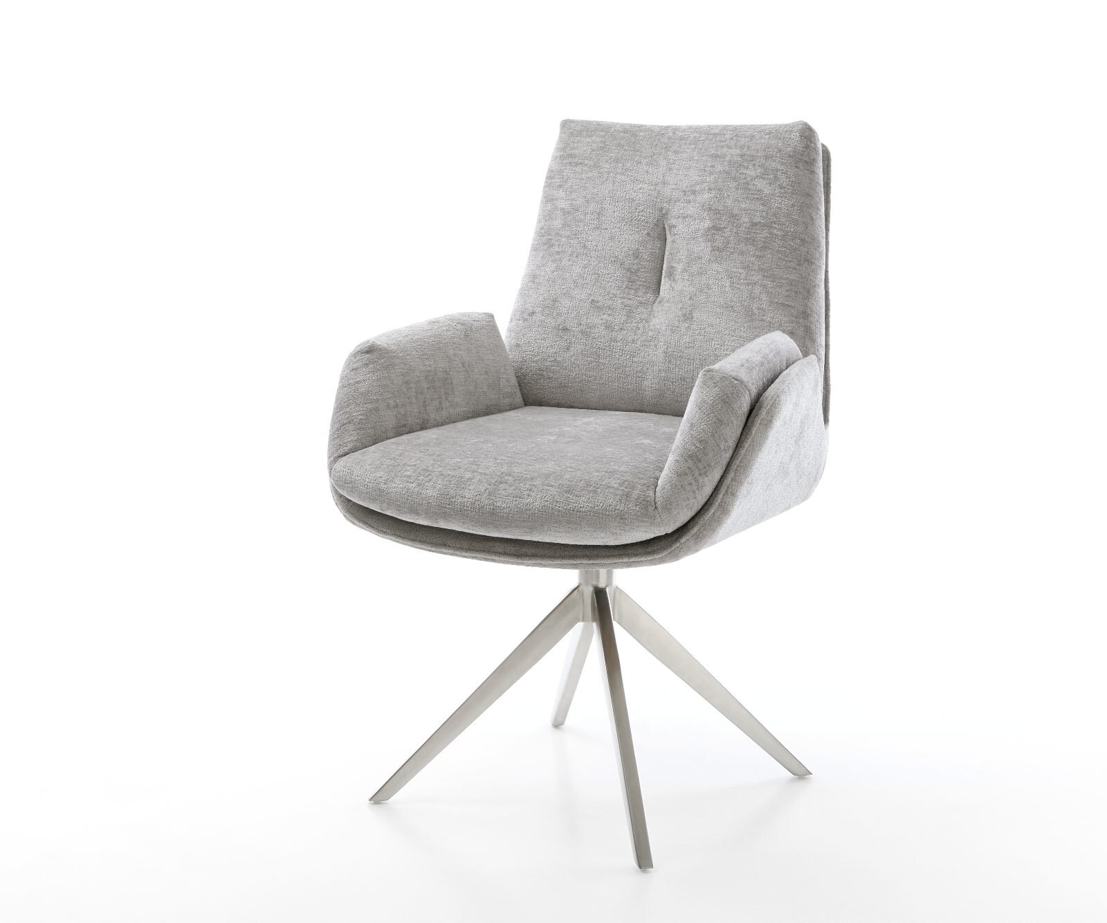 Draaistoel Clea-Flex chenille zilver grijs kruisframe breed roestvrij staal 360° draaibaar rocker-functie Draaistoel Clea-Flex chenille zilver grijs kruisframe breed roestvrij staal 360° draaibaar rocker-functie