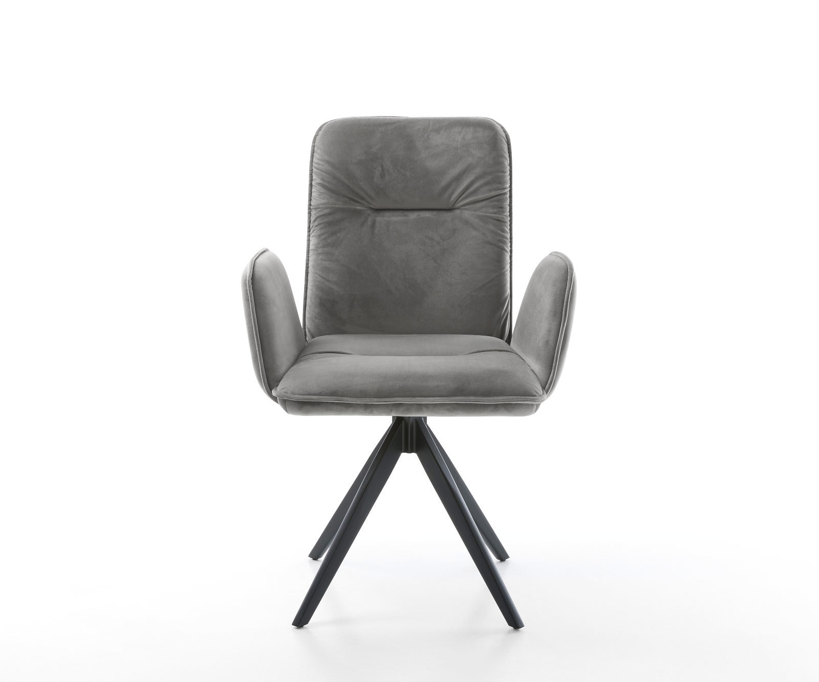 Eetkamerstoel Vinja-Flex fluweel grijs kruisframe hoekig zwart 1 Eetkamerstoel Vinja-Flex fluweel grijs kruisframe hoekig zwart 1