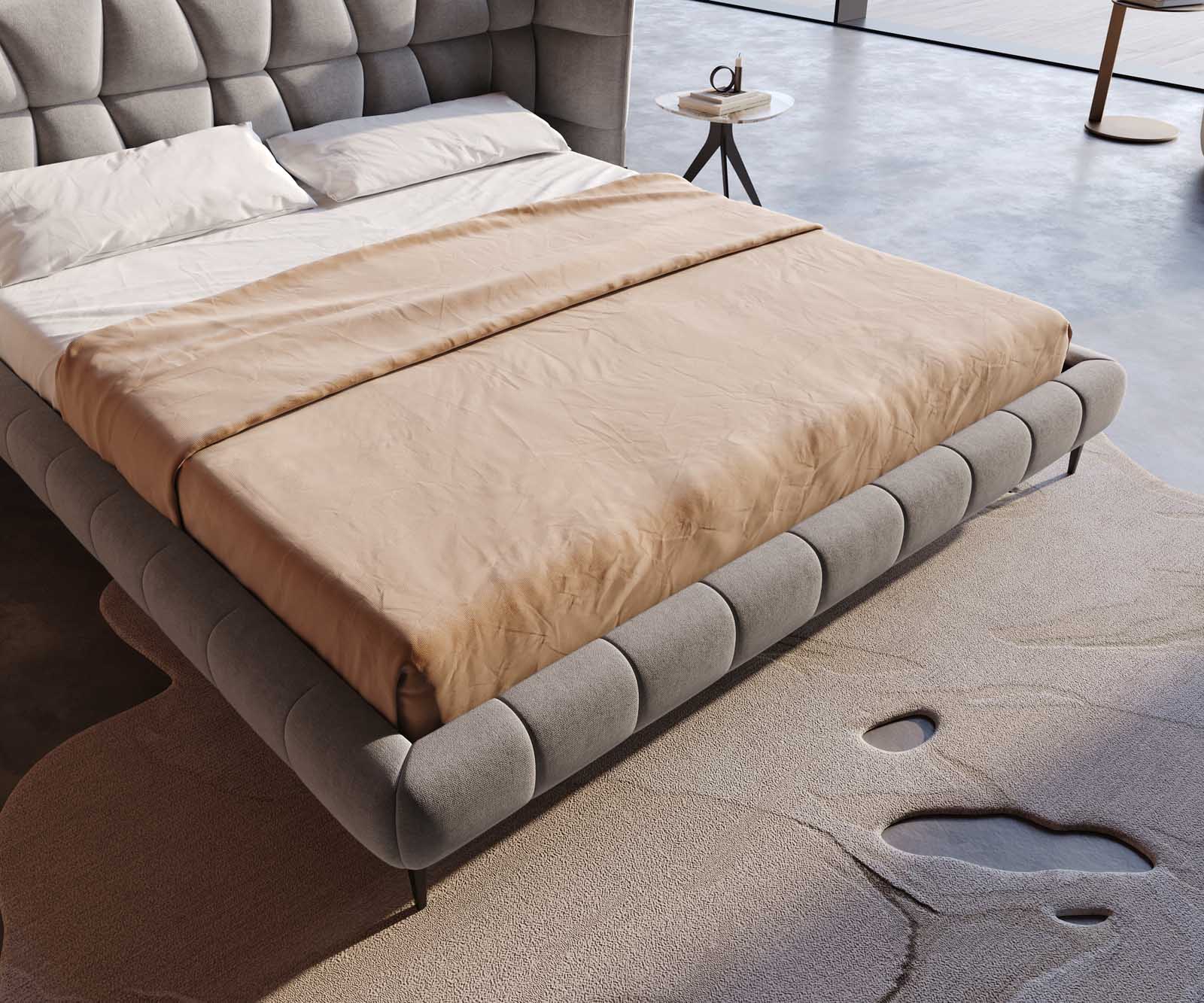 Bedframe Capujo 180x200 cm microvezel grijs gestoffeerd 4