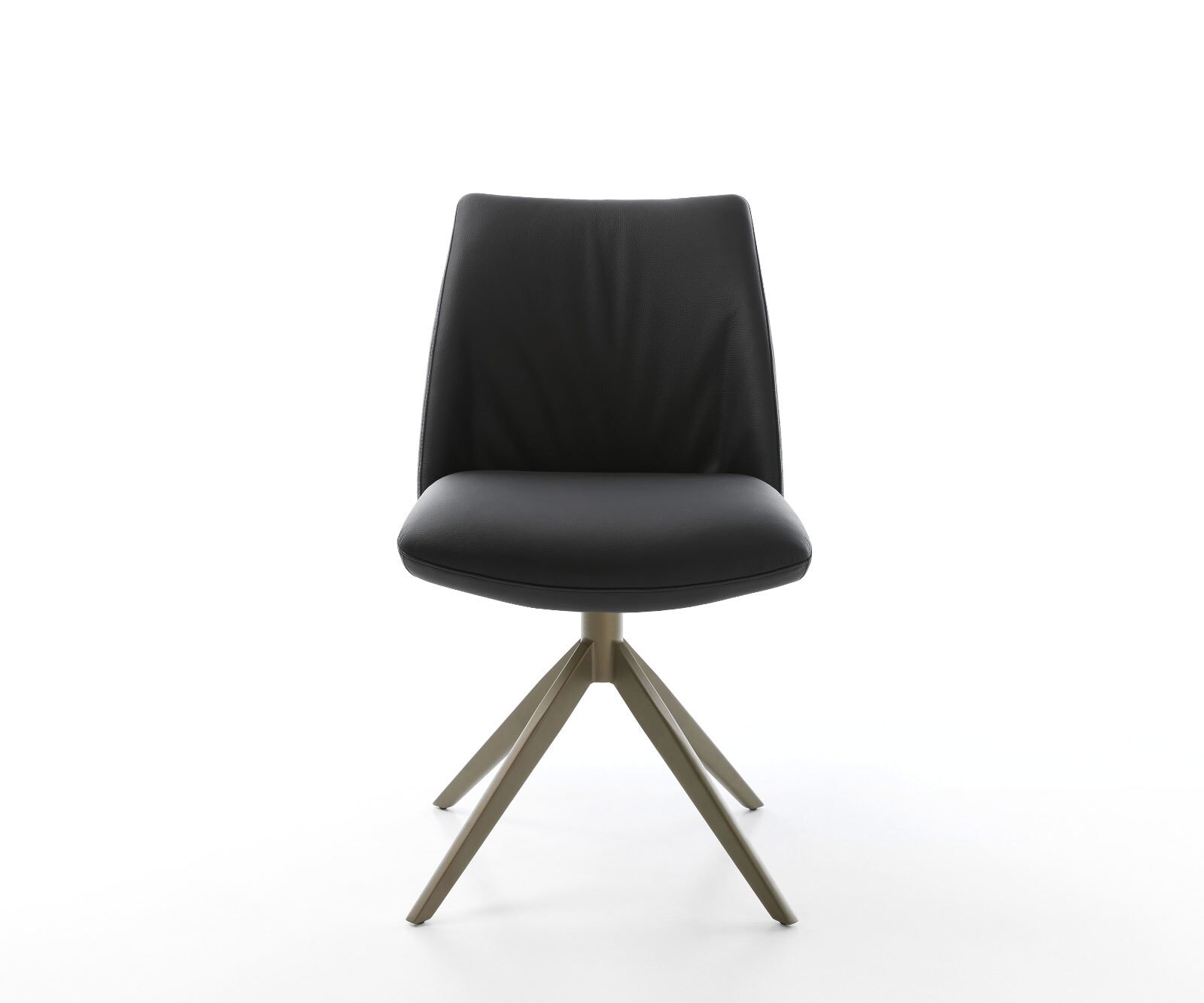 Draaistoel Elso-Flex echt leer zwart kruisframe breed afwerking met titanium 360° draaibaar rocker-functie pocketveer kern 1