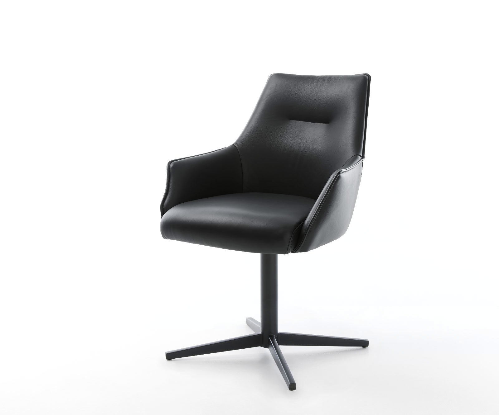 Draaistoel Alja-Flex met armleuning echt leer zwart kruispoot zwart 360° draaibaar pocketveer kern Draaistoel Alja-Flex met armleuning echt leer zwart kruispoot zwart 360° draaibaar pocketveer kern