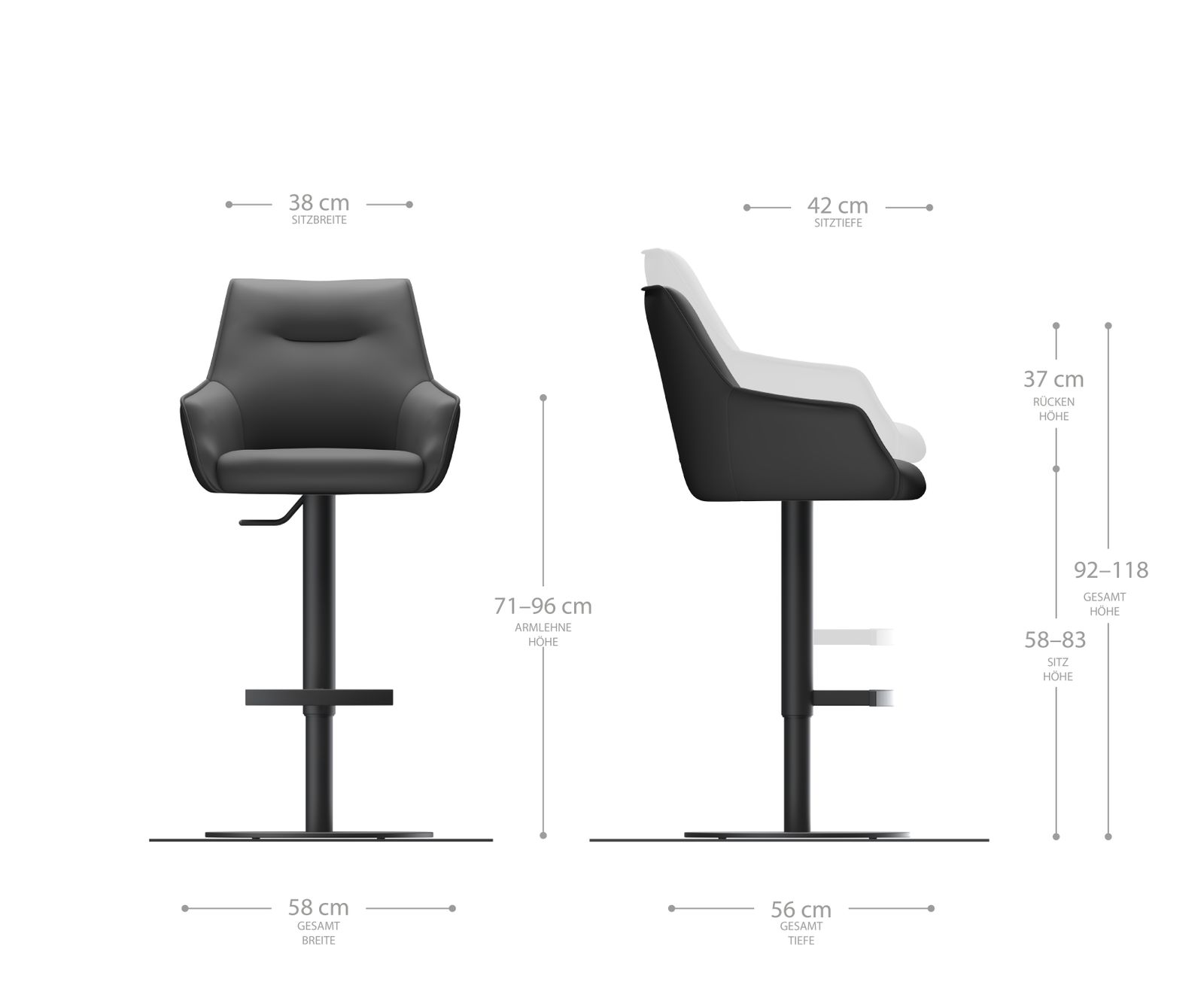 Barstoel Alja-Flex bouclé Wit Draaivoet in hoogte verstelbaar Metaal Zwart Draaibaar Pocketvering 6