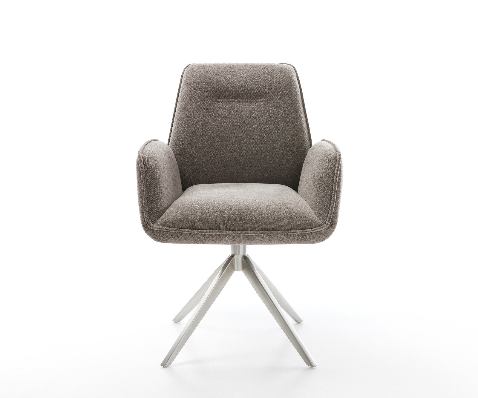 Draaistoel Zoa-Flex zachte stof met structuur taupe kruisframe breed roestvrij staal 360° draaibaar rocker-functie pocketveer kern 1