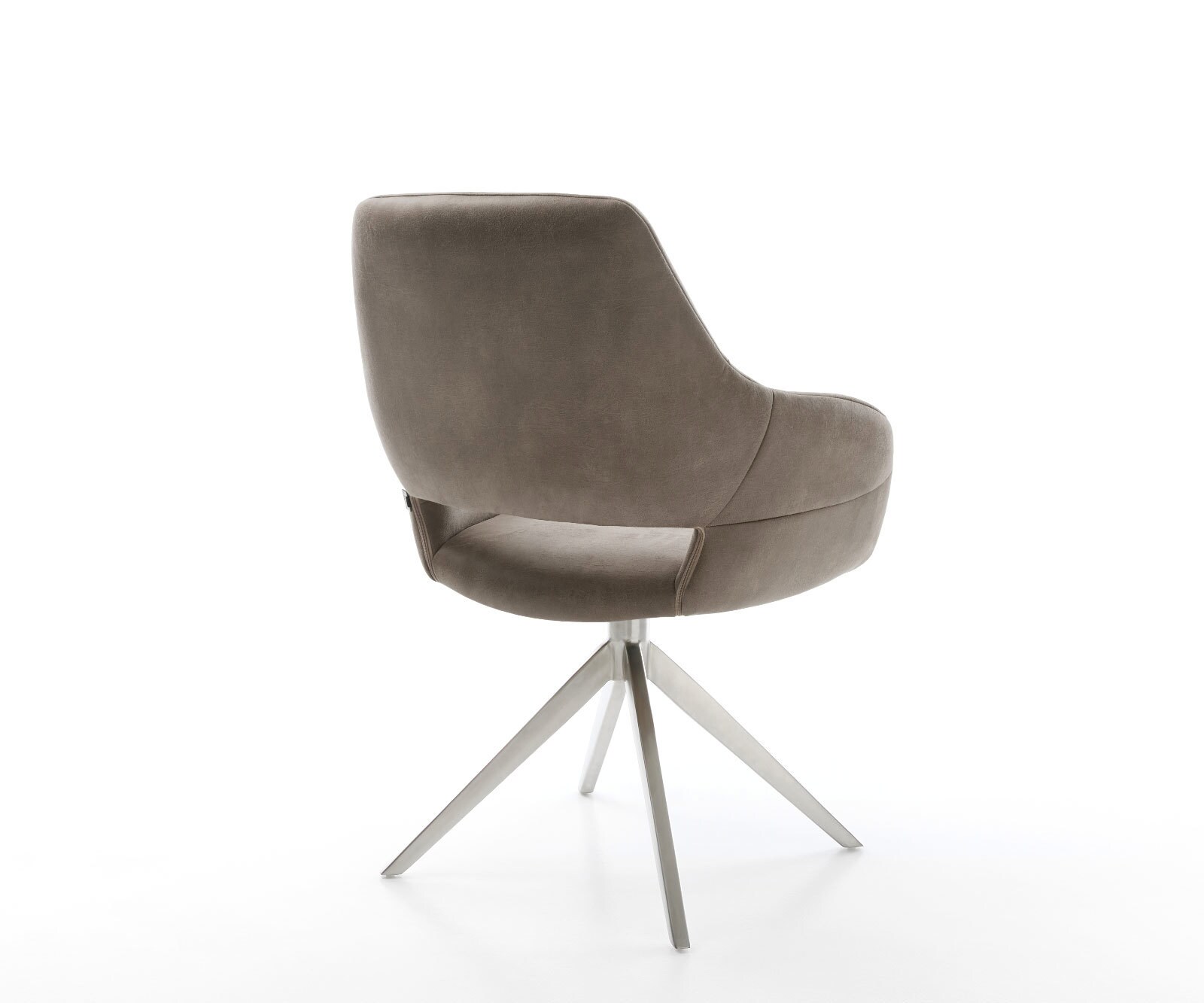 Draaistoel Yago-Flex met armleuning microvelours taupe vintage kruisframe breed roestvrij staal 360° draaibaar rocker-functie pocketveer kern 4