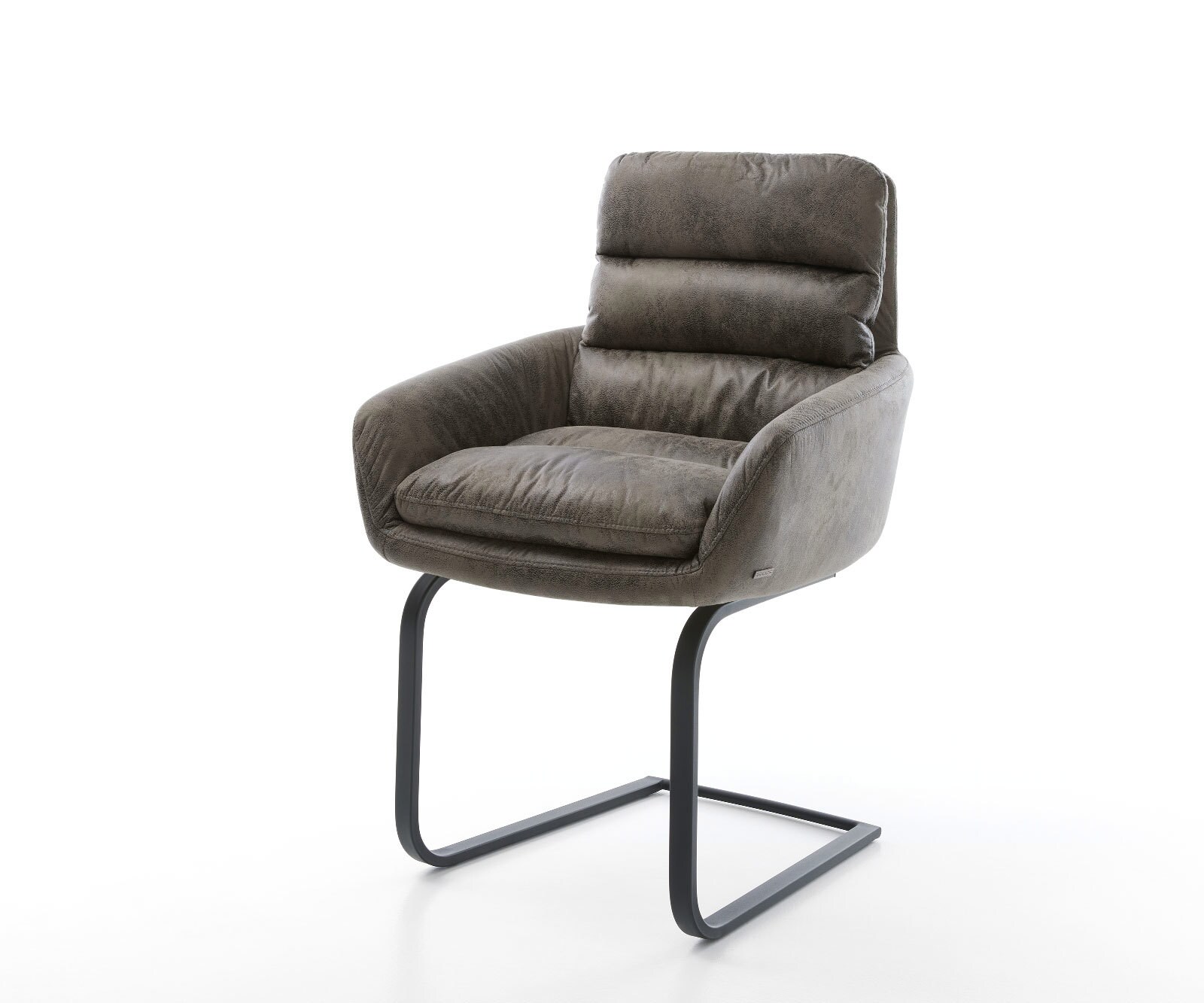 Sledemodel Abelia-Flex met armleuning microvelours grijs antiek sledemodel vlak zwart